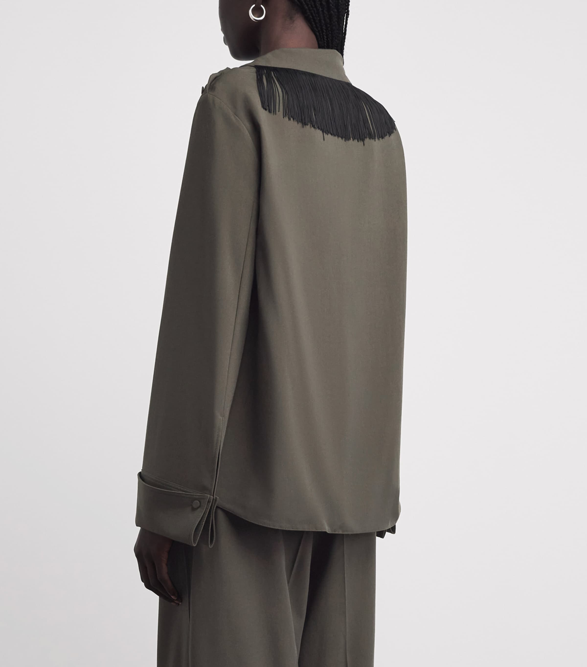 CAMILLA AND MARC Womens Draped-Neck Una Shirt Dark Emerald Image 5