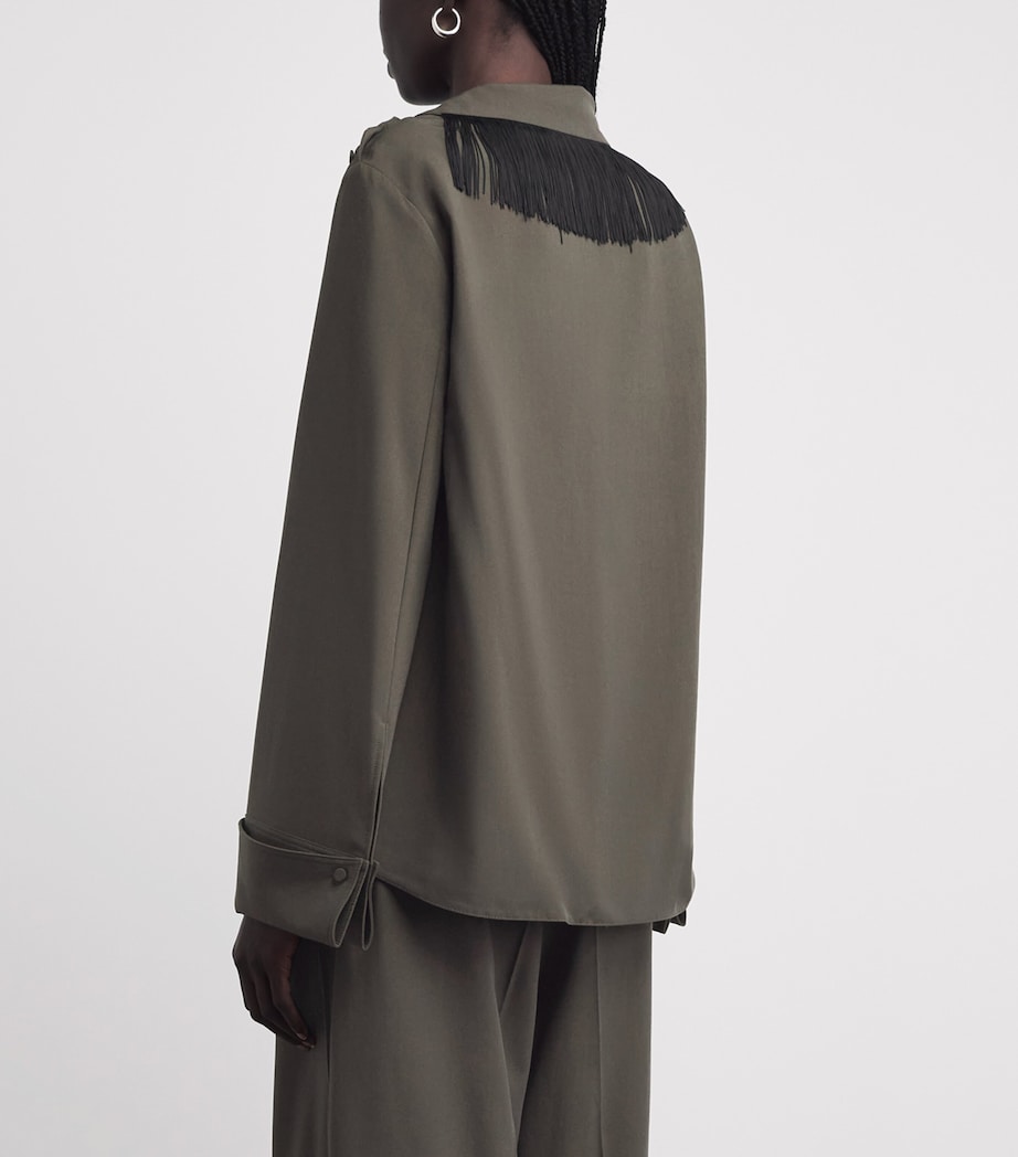 CAMILLA AND MARC Womens Draped-Neck Una Shirt Dark Emerald Image 5