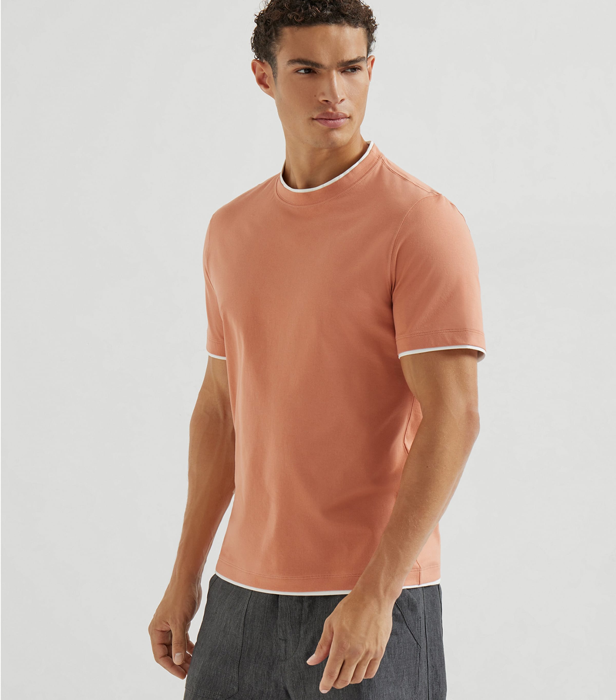 Brunello Cucinelli Mens Cotton Faux-Layered T-Shirt Image 3