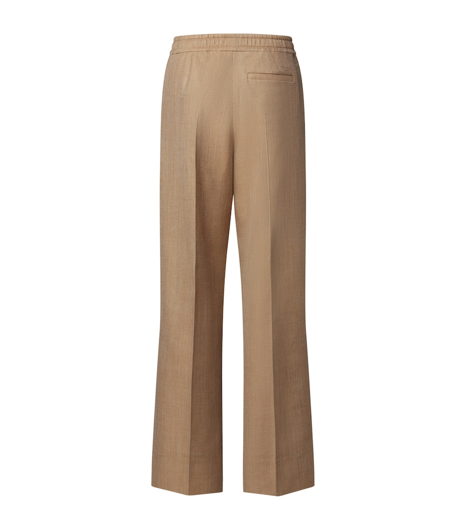 LOUIS VUITTON Mens Wool-Silk Buckle Drawstring Trousers Camel Brown Image 4