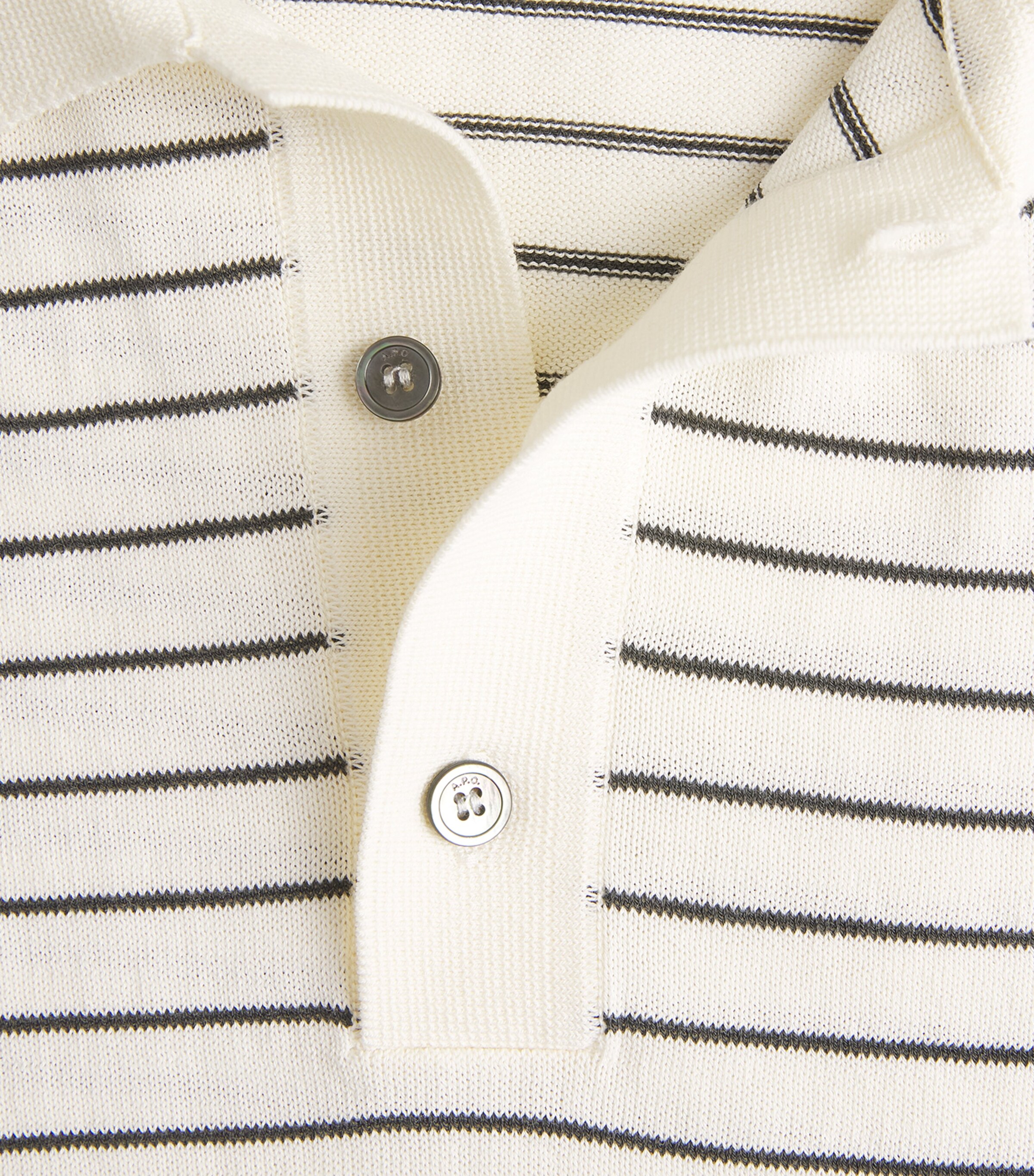 A.P.C. Mens Cotton Stripe Tristan Polo Shirt Ecru/kaki Image 6