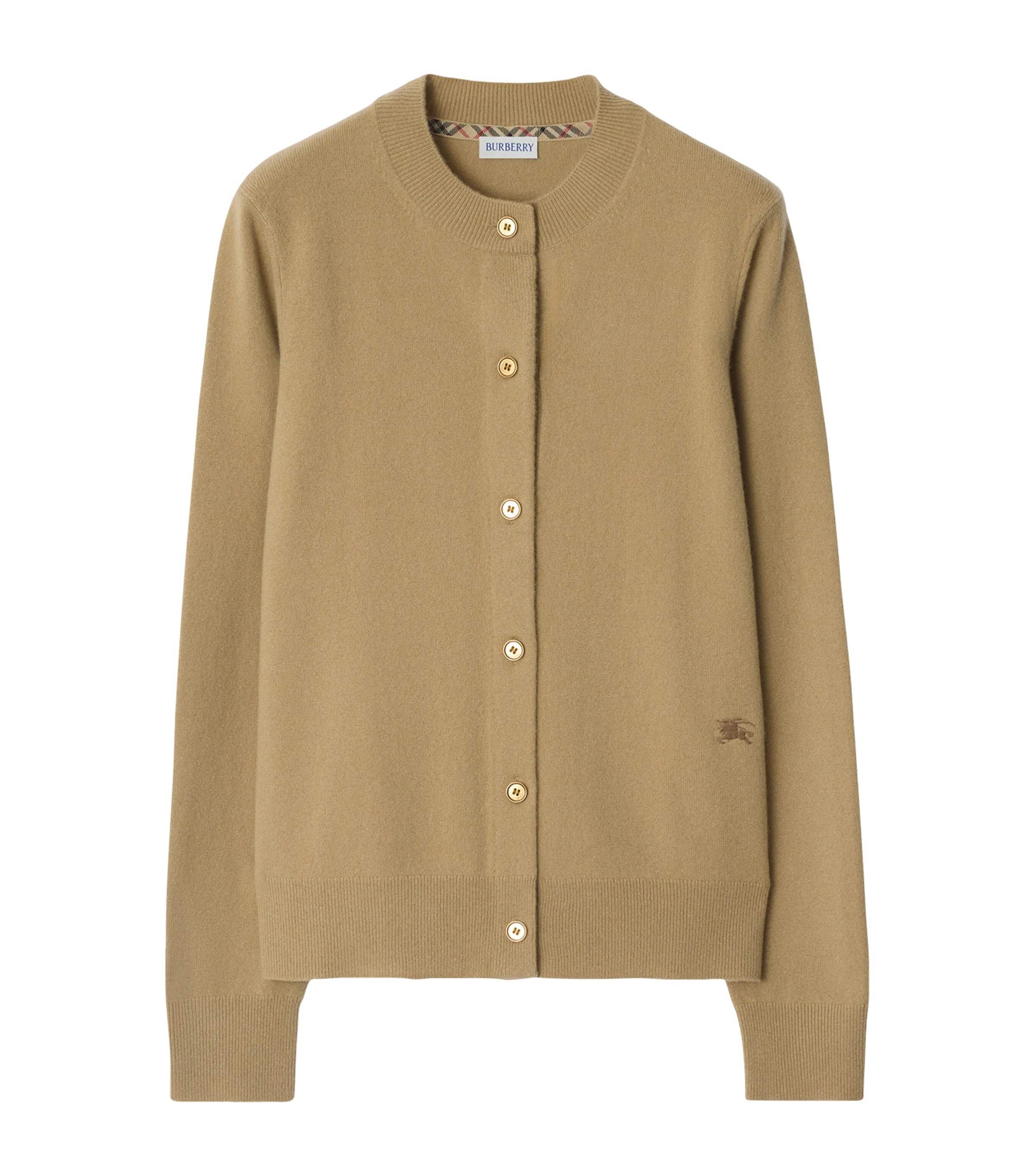 Burberry Cashmere Ekd-embroidered Cardigan In Brown
