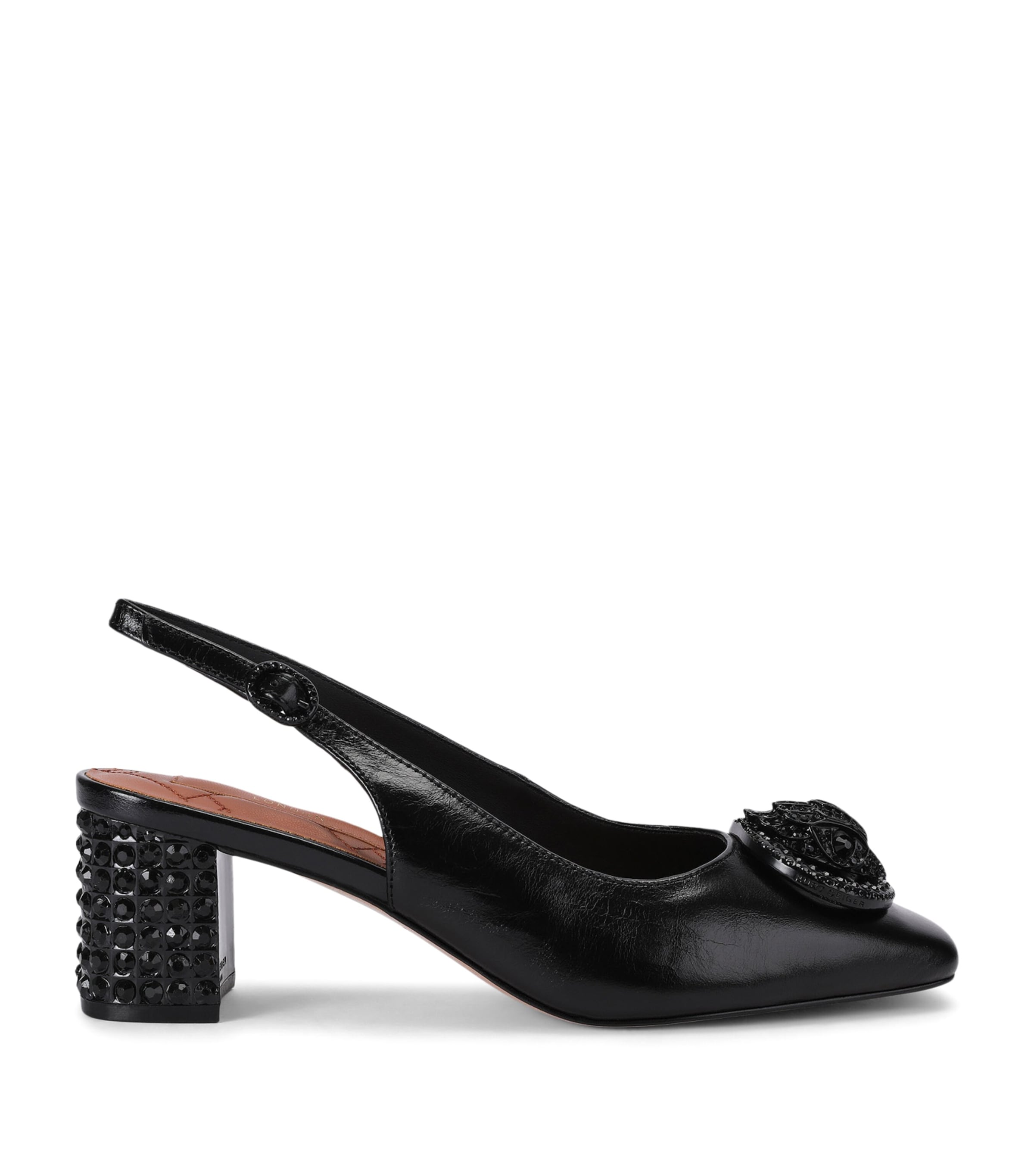 Kurt Geiger London Leather Chelsea Slingback Block Heels Black Image 1