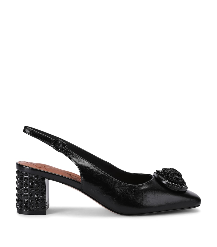 Kurt Geiger London Leather Chelsea Slingback Block Heels Black Image 1