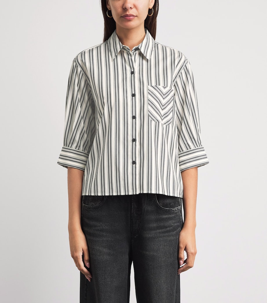 Rag & Bone Womens Cropped-Sleeve Stripe Lucia Shirt Charcstrp Image 4