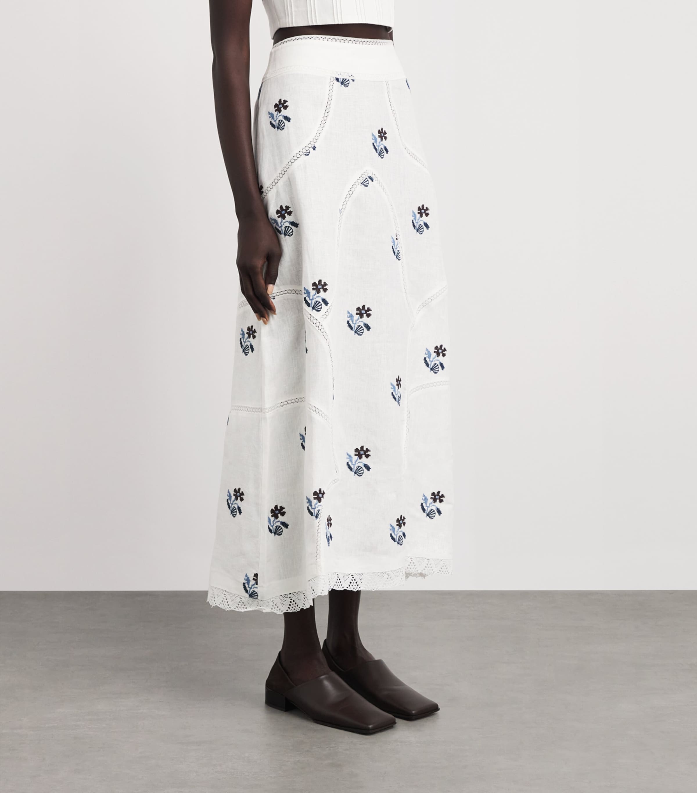 LUG VON SIGA Womens Linen Liza Maxi Skirt Offwhite/hndmd Embrd Image 4