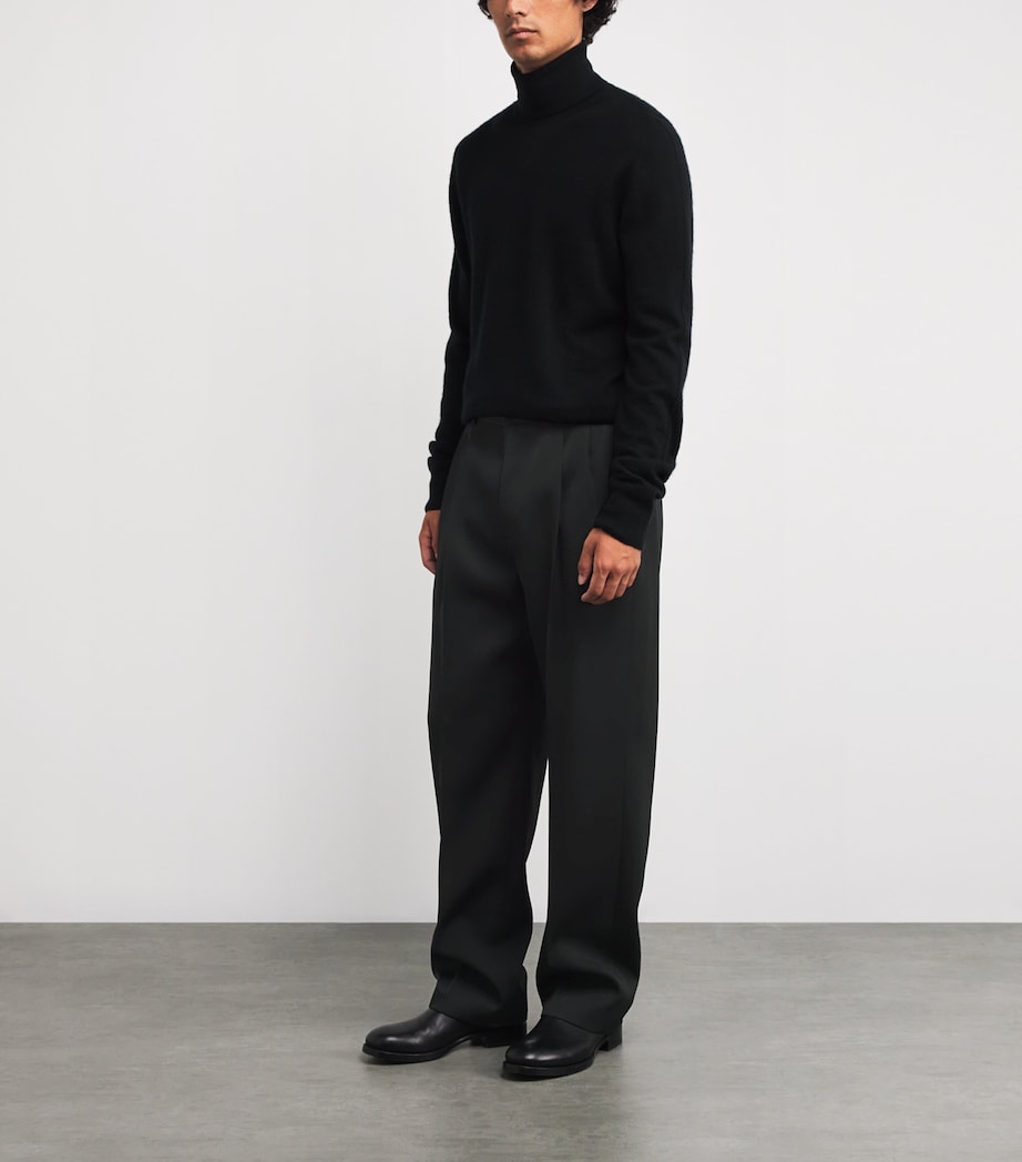 Zev Virgin Wool Pleated Trousers BLACK Image 2