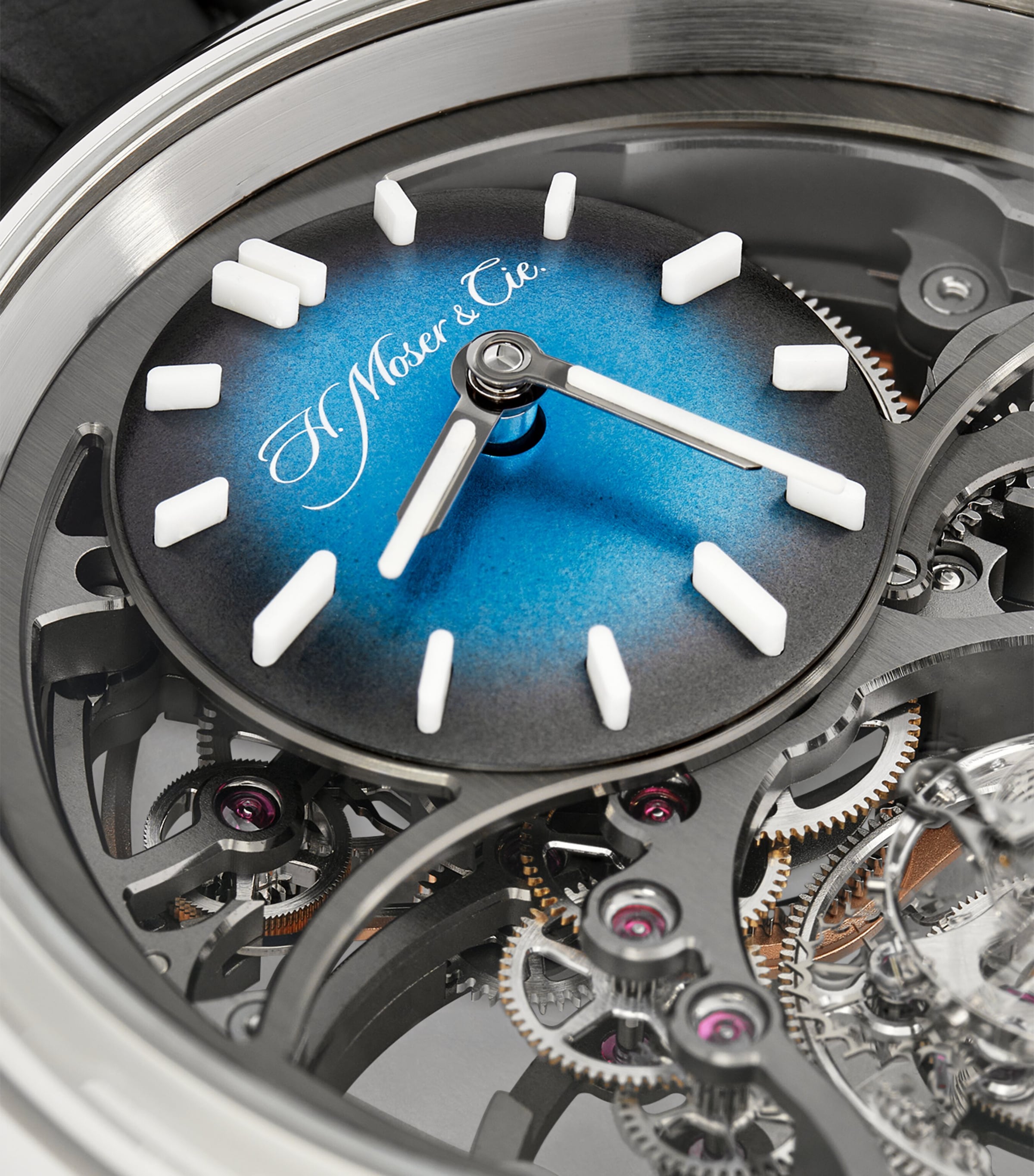 Stainless Steel Pioneer Tourbillon Skeleton Watch 42.8mm BLUE Image 6