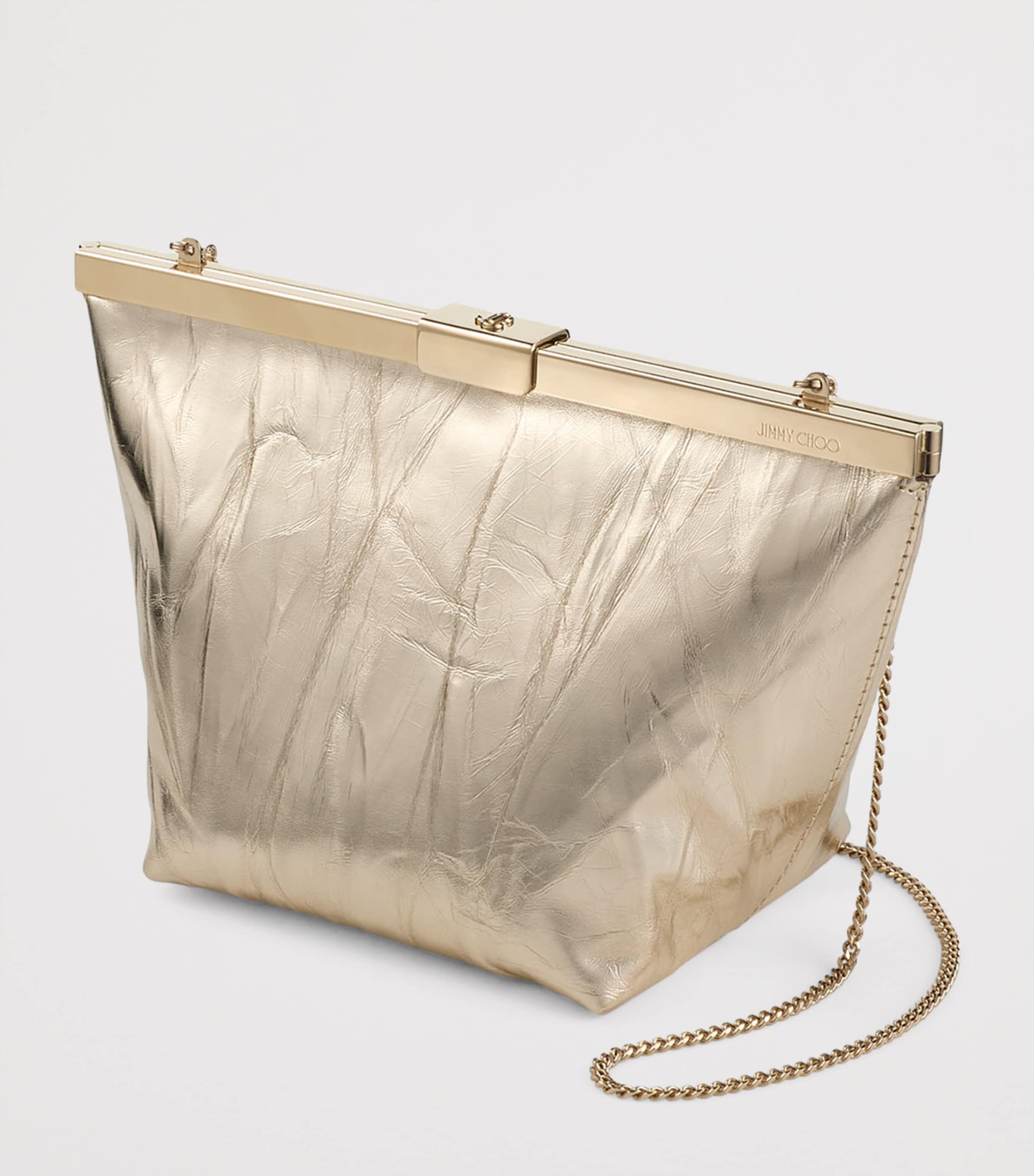 Metallic Leather Ganache Clutch Bag LIGHT PLATINUM/LIGHT Image 3