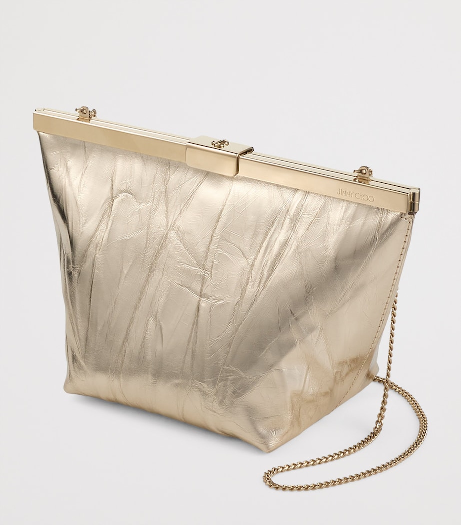 Metallic Leather Ganache Clutch Bag LIGHT PLATINUM/LIGHT Image 2