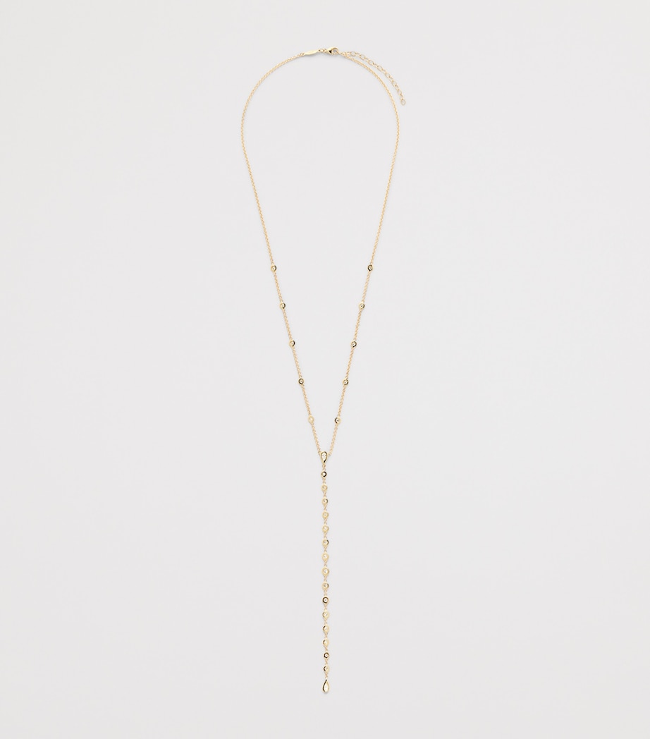 Yellow Gold and Diamond Teardrop Y Necklace YELLOW GOLD Image 3