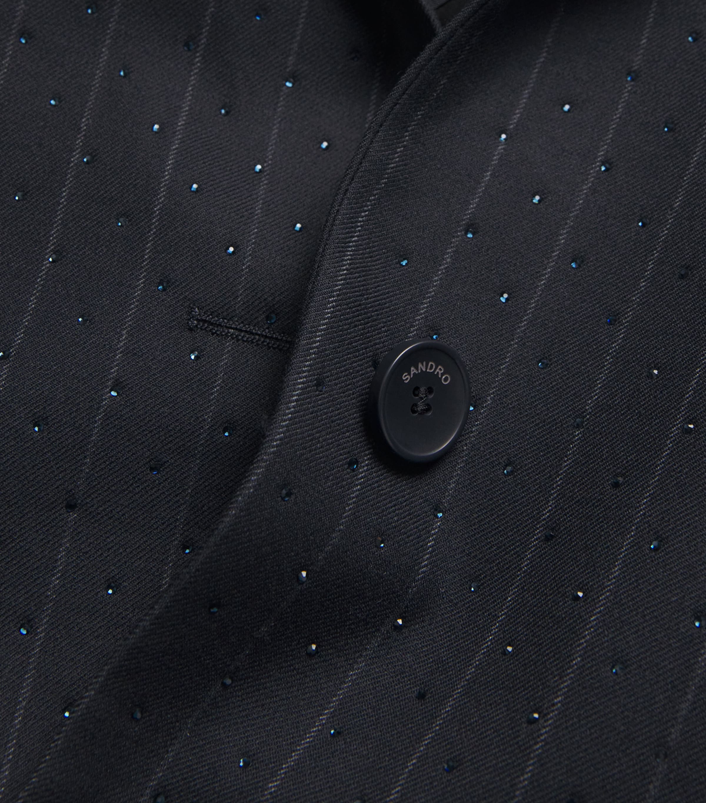 Pinstripe Rhinestone-Embellished Blazer NAVY BLUE Image 5