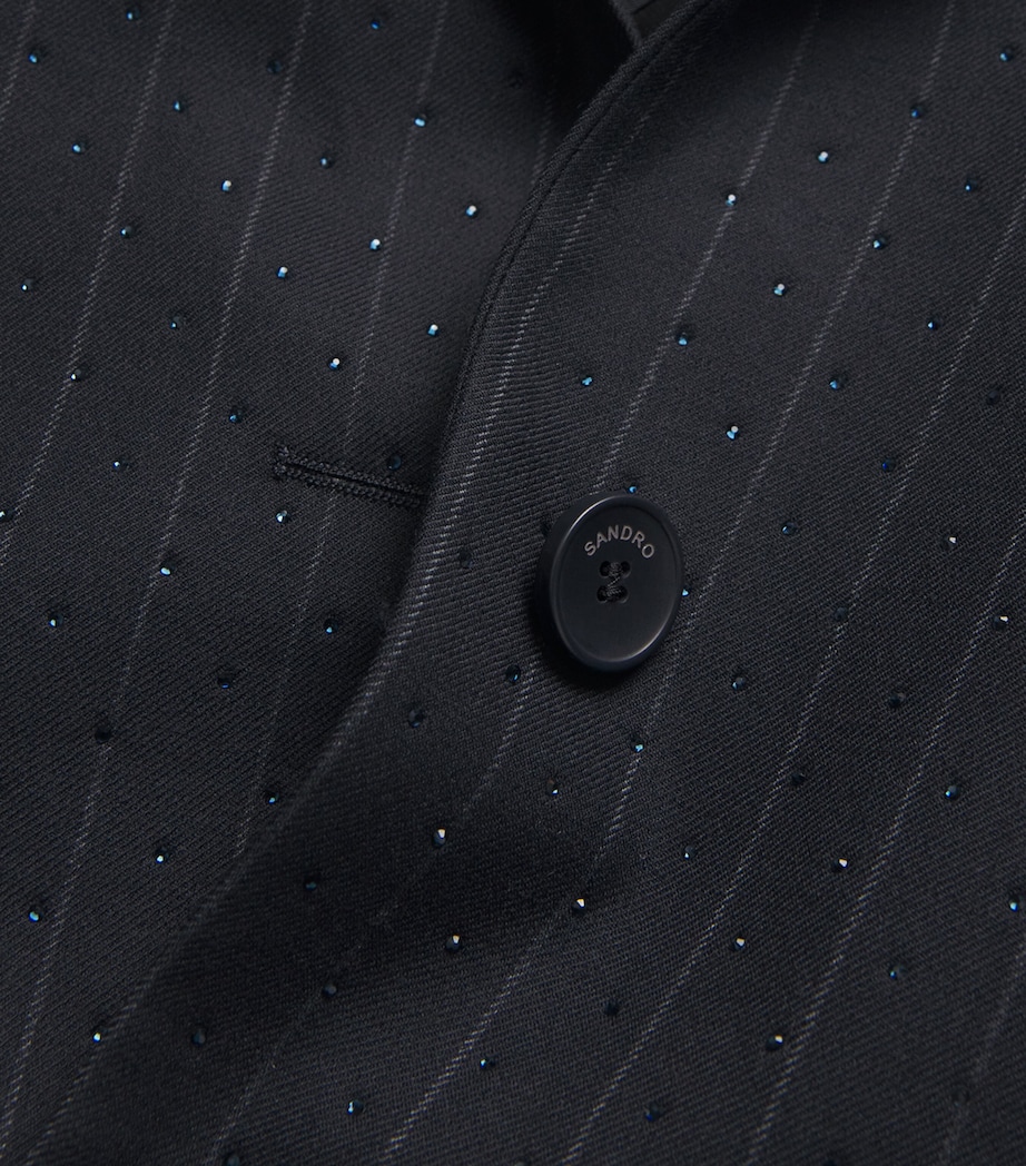 Pinstripe Rhinestone-Embellished Blazer NAVY BLUE Image 5