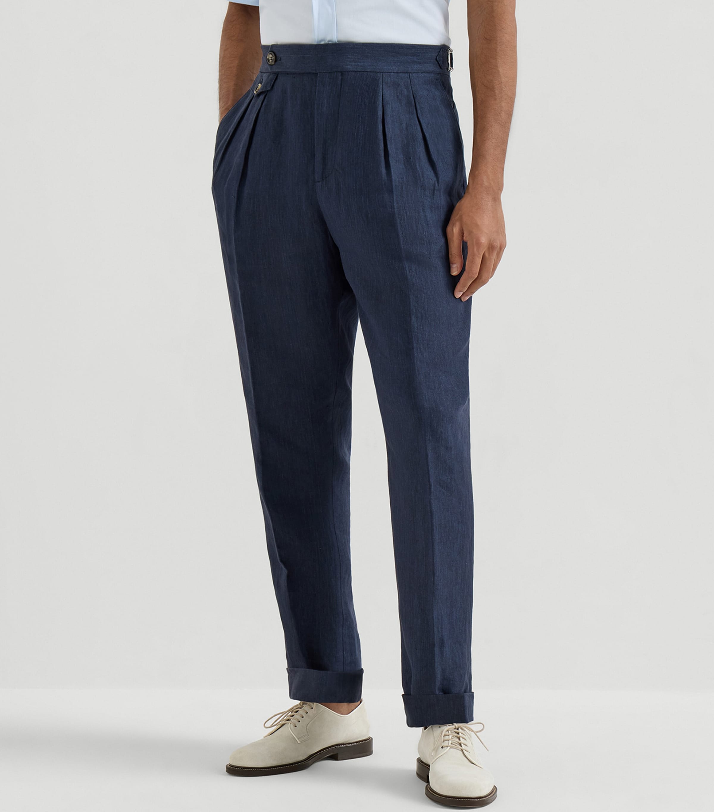 Brunello Cucinelli Mens Linen Taillored Trousers Image 3
