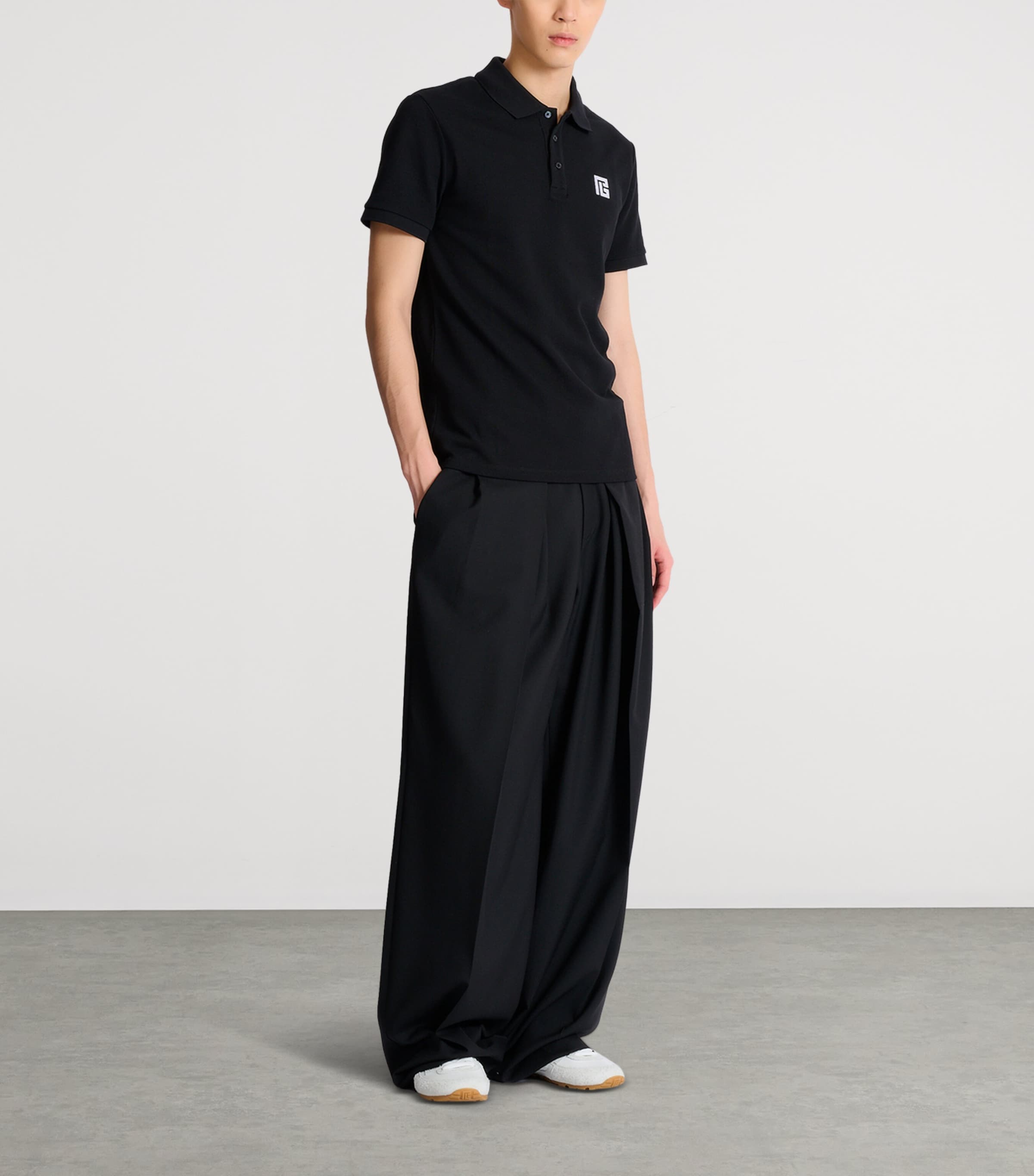 Cotton Logo-Embroidered Polo Shirt EAB NOIR/BLANC Image 2