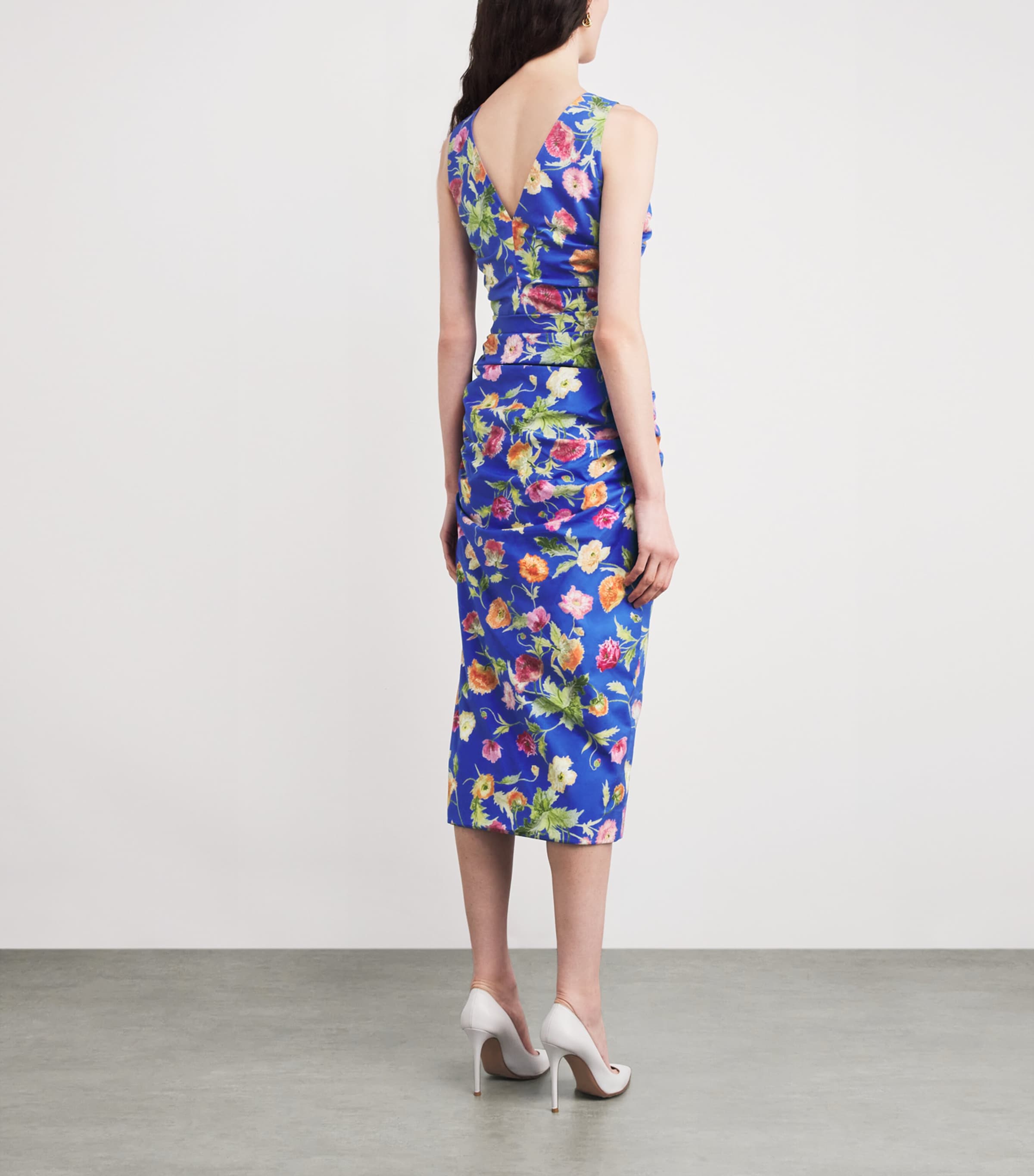 Poppy Print sleeveless Midi Dress 475 BLUEBELL MULTI Image 3