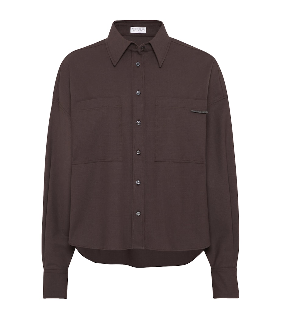 Virgin Wool-Blend Monili-Tab Shirt C019 Image 1