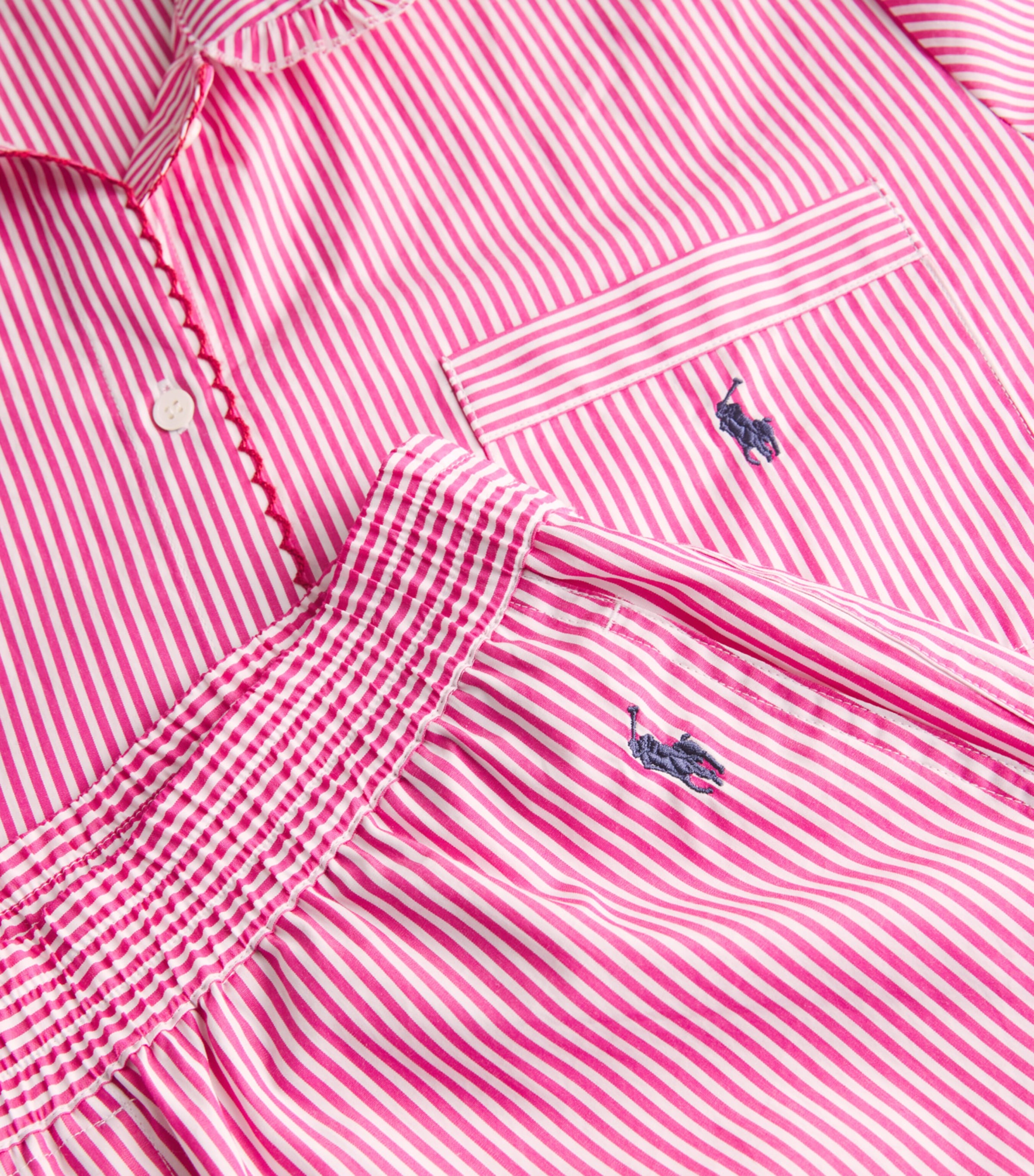 Polo Ralph Lauren Womens Cotton Stripe Short Pyjama Set College Pink/wh Image 5