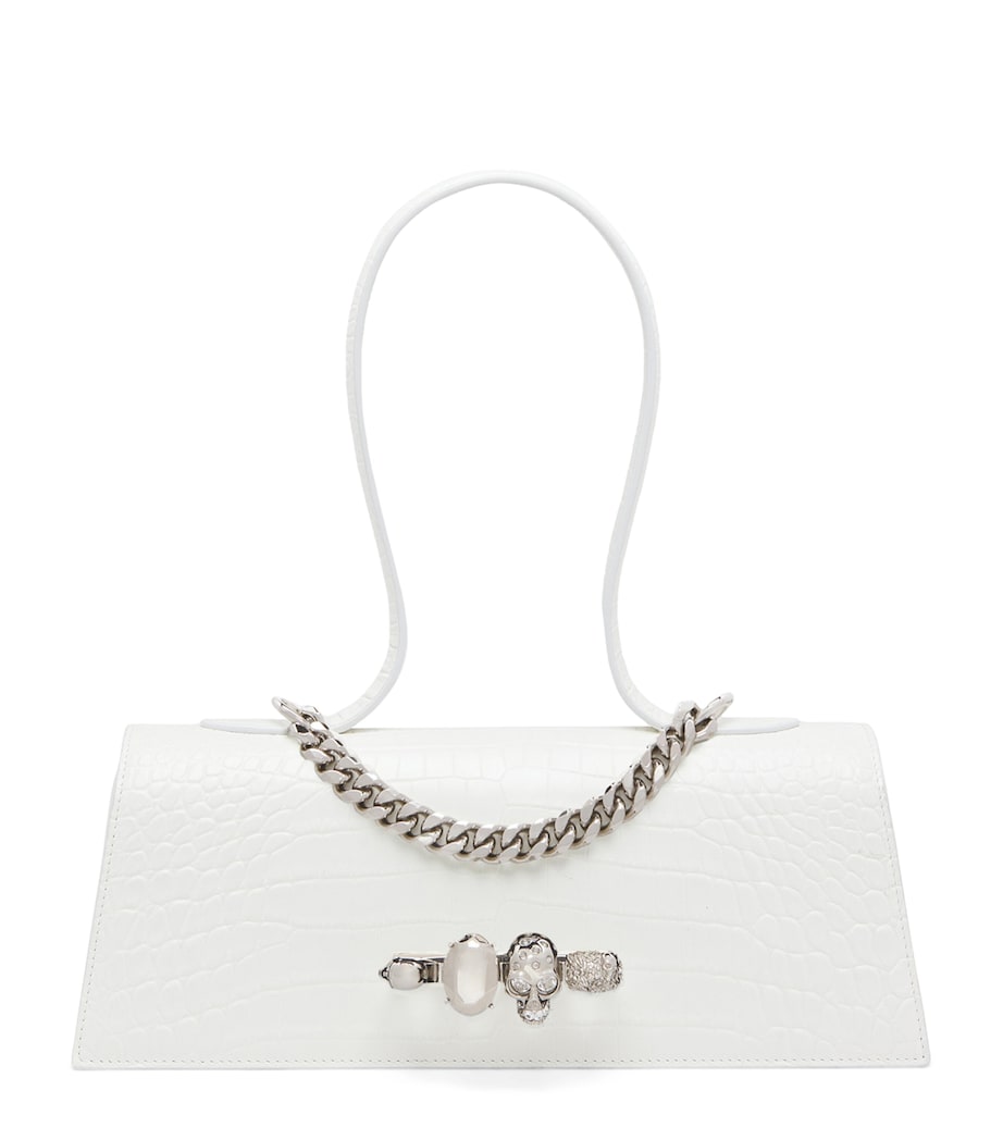 McQueen Croc-Effect Jewelled Top-Handle Bag Image 1
