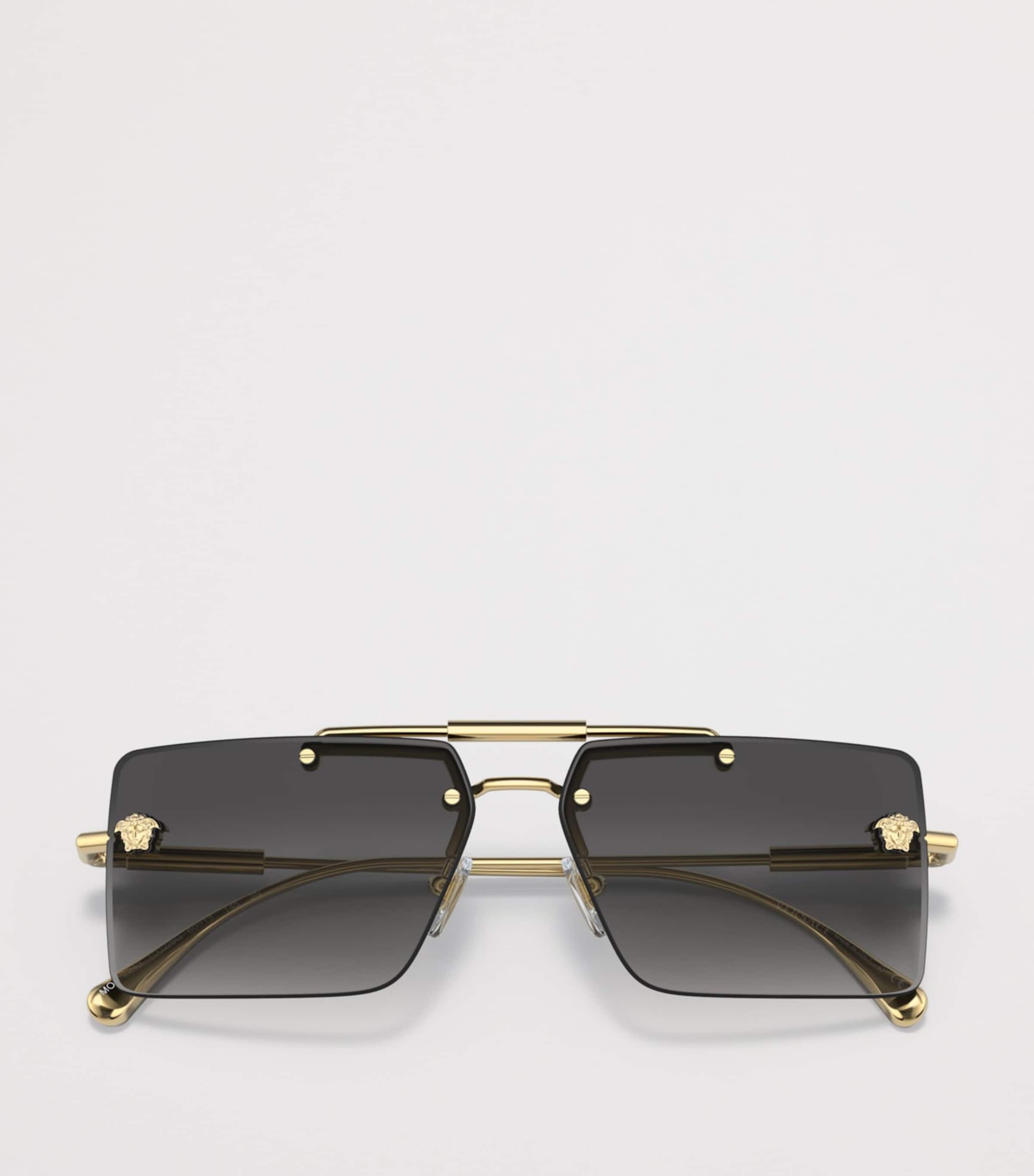 Versace Rimless Rectangle Sunglasses Gold Image 5