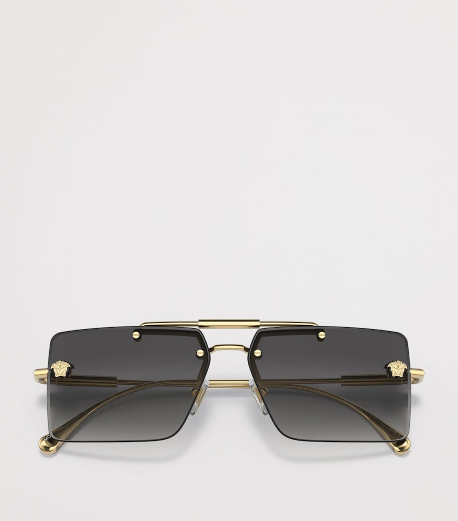 Versace Rimless Rectangle Sunglasses Gold Image 5