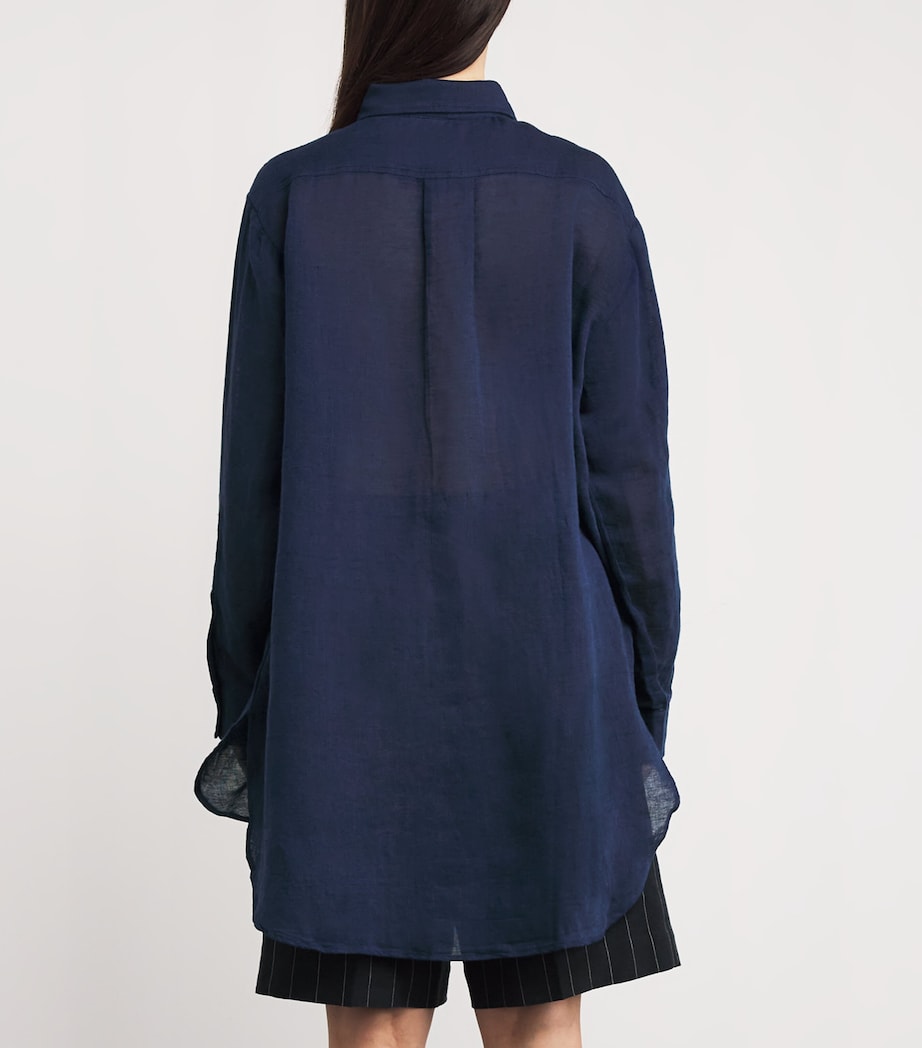 Organic Cotton-Linen Boyfriend Shirt NAVY Image 4