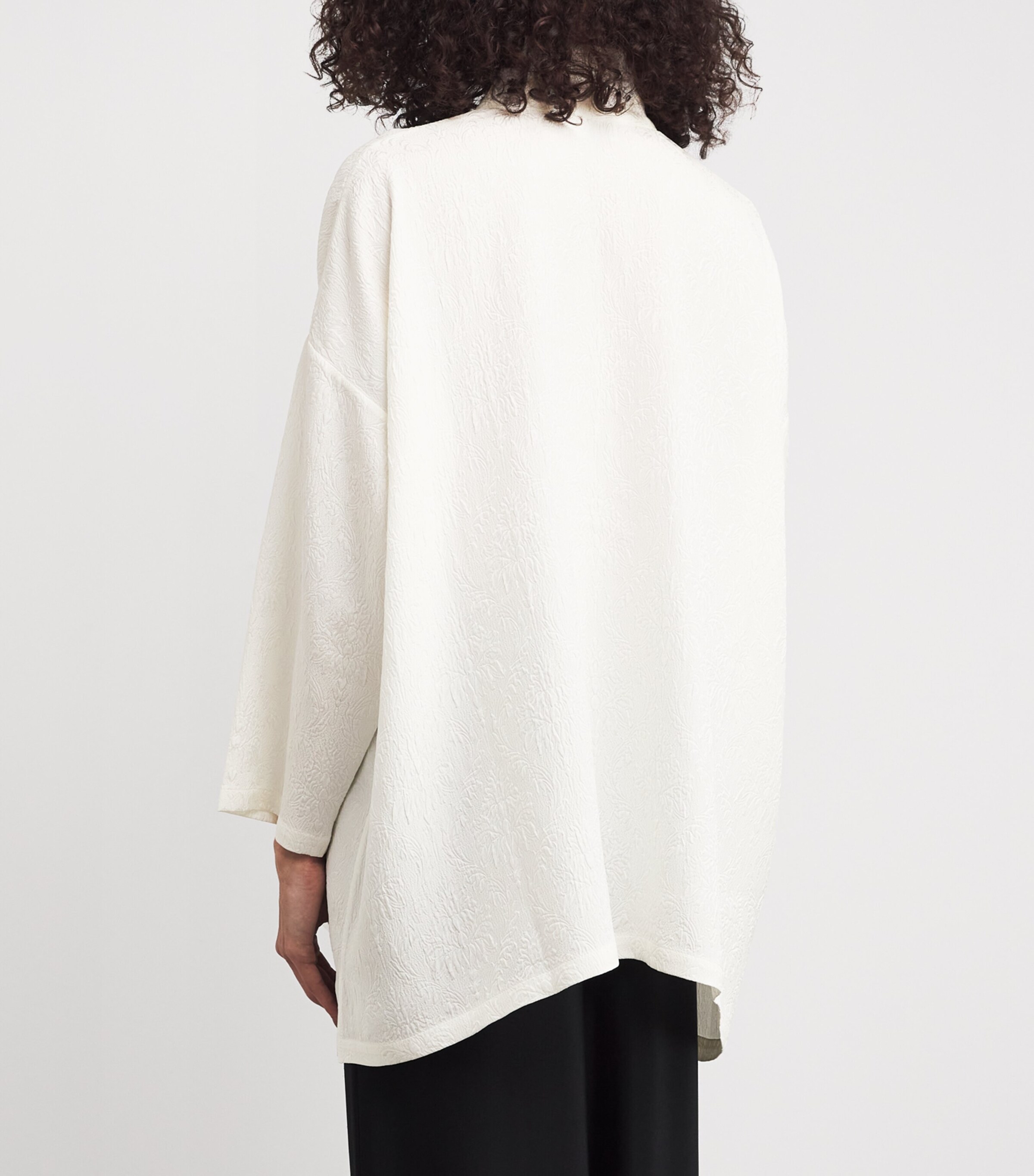 Silk Stand-Collar Wide Shirt IVORY Image 4