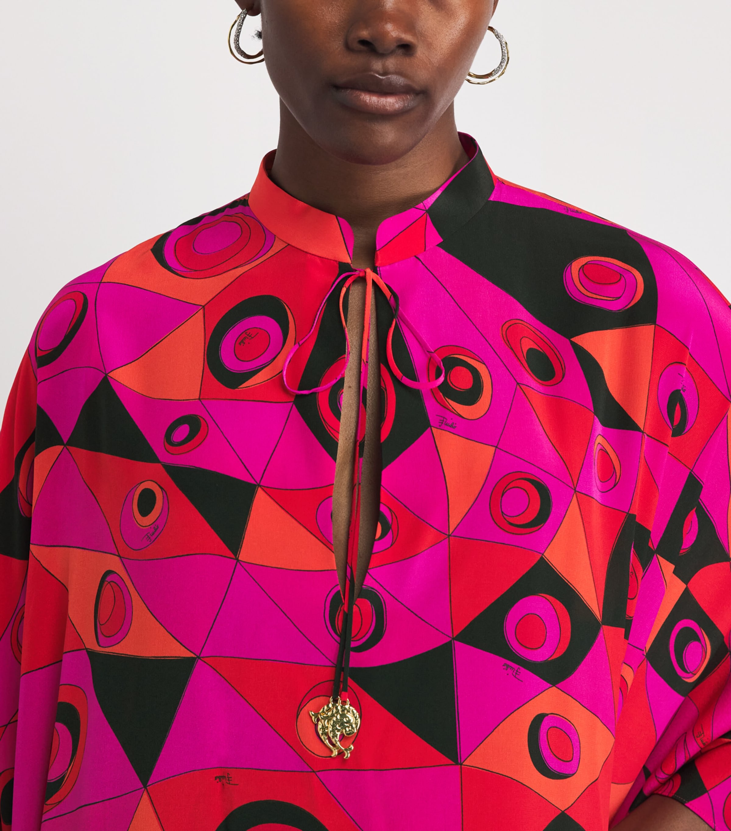 PUCCI Womens Silk Occhi Maxi Kaftan Fuchsia Image 5