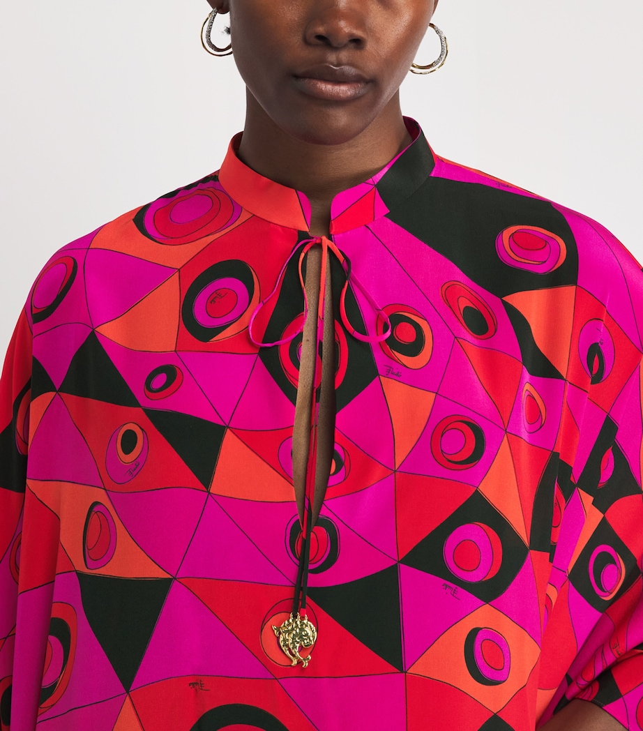 PUCCI Womens Silk Occhi Maxi Kaftan Fuchsia Image 5