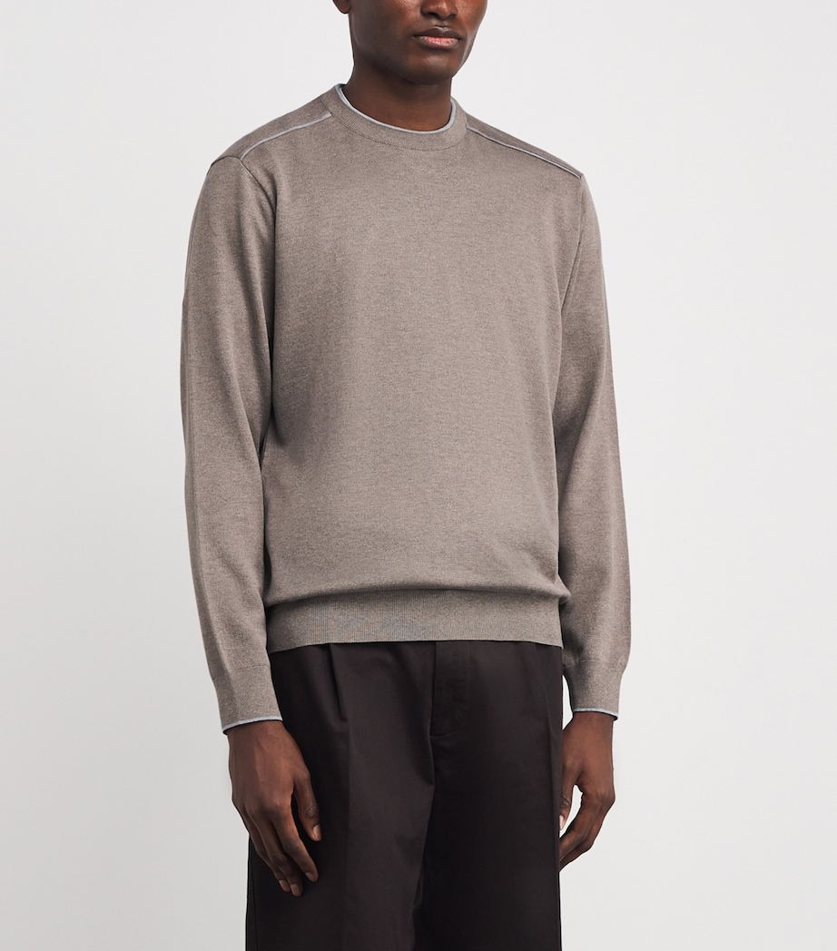 Silk-Cotton Knit Sweater 111 DOVE GREY Image 3