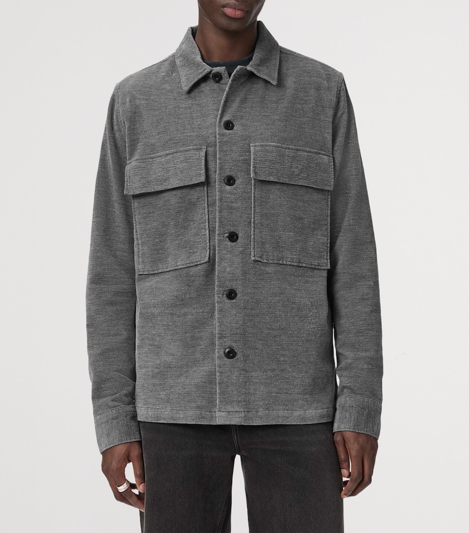 AllSaints Mens Corduroy Hawker Overshirt Light Grey Image 3