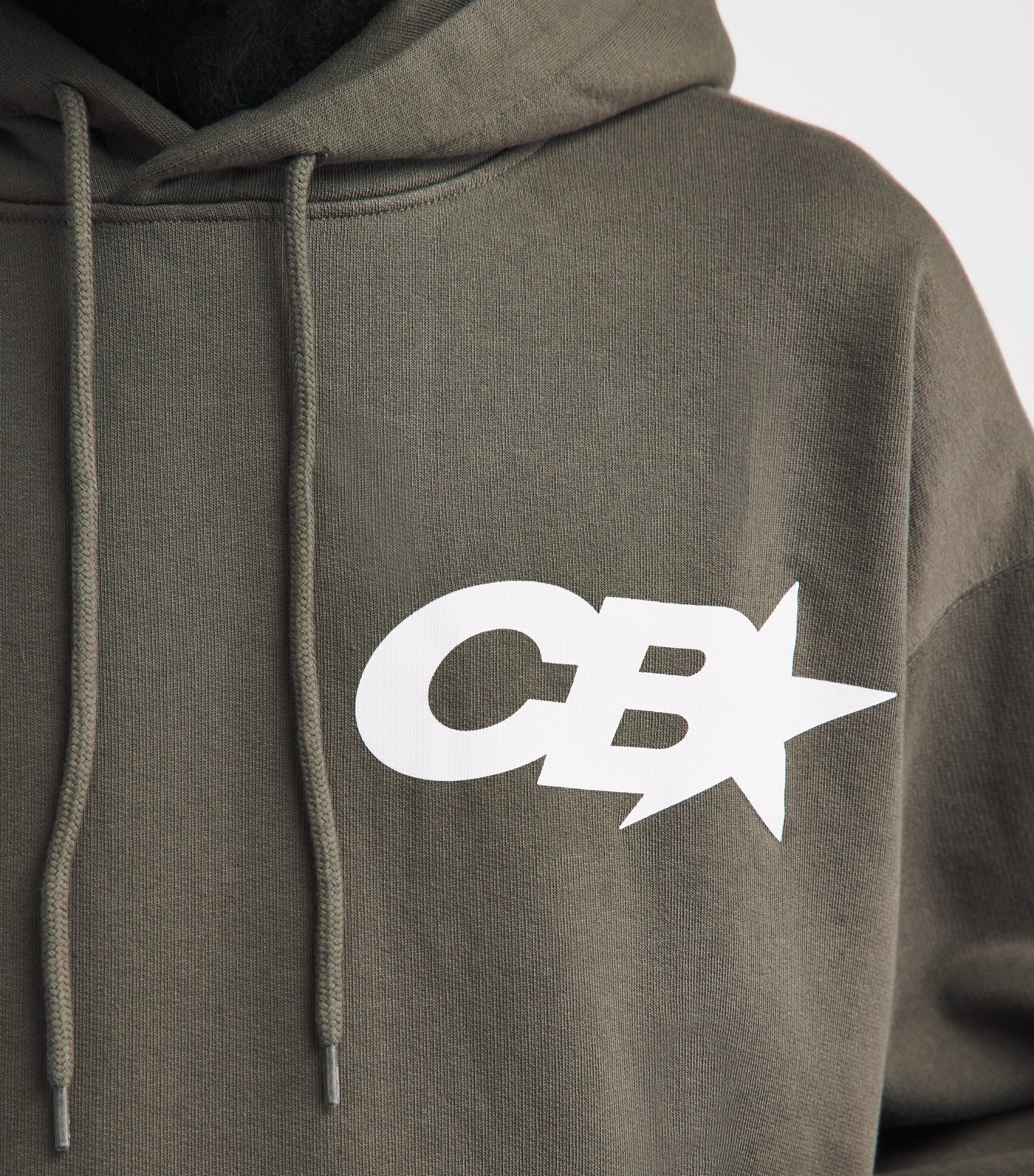 COLE BUXTON Mens Cotton Star Logo Hoodie Khaki Image 3