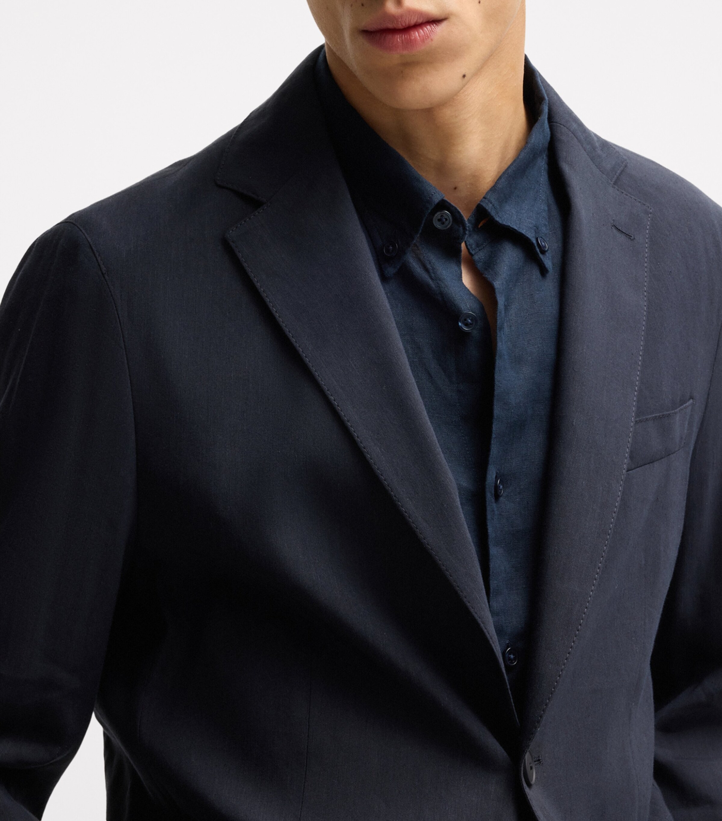 Linen-Blend Slim Blazer 404 Image 5