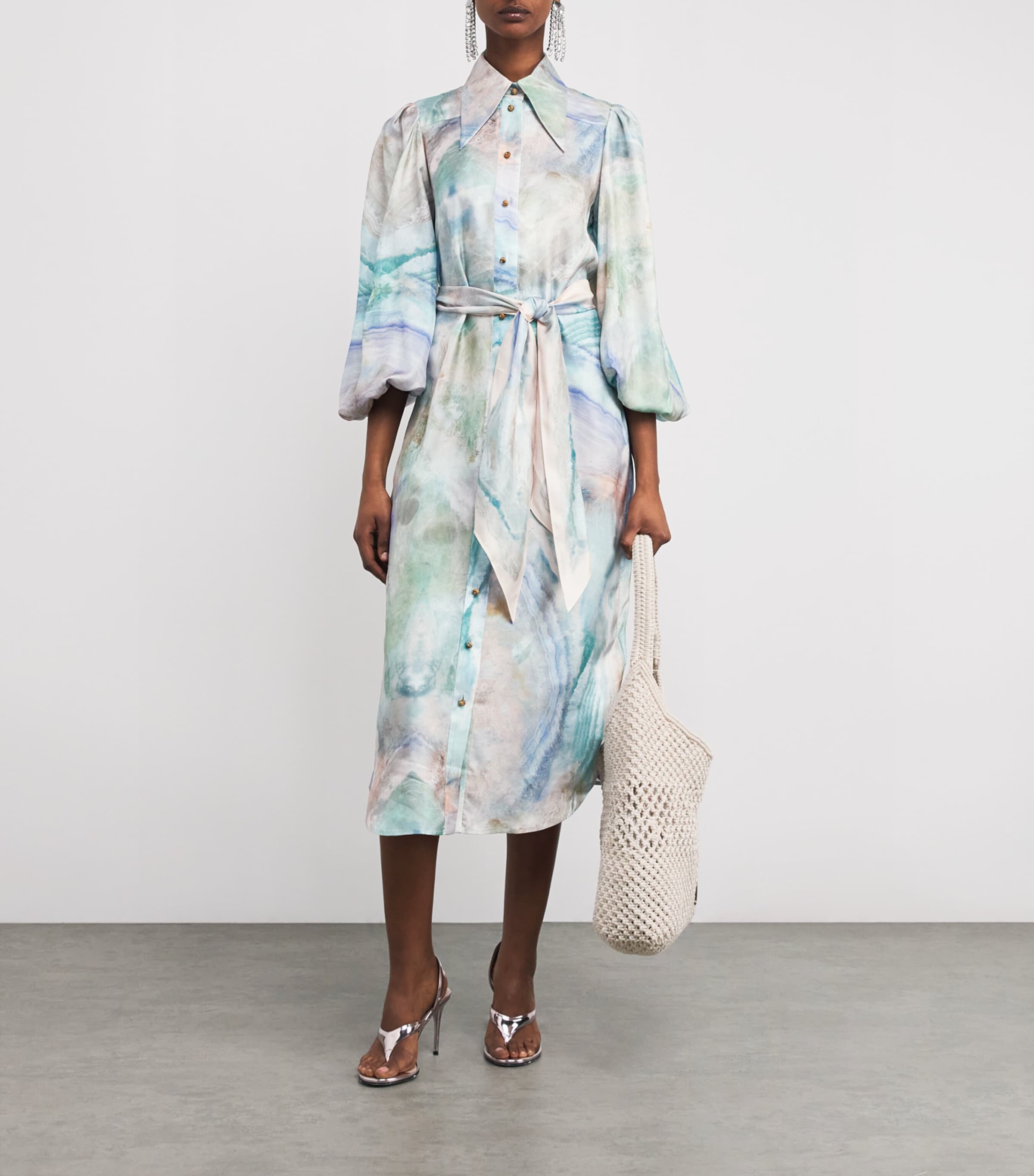 Zimmermann Womens Silk Shirt Dress Blue Agate Image 2