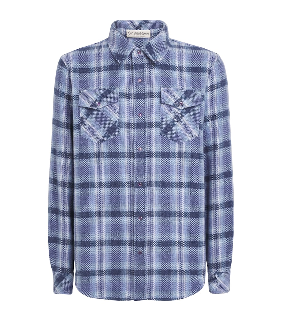 God's True Cashmere Mens Cashmere Check Uniform Shirt Amethyst Image 1