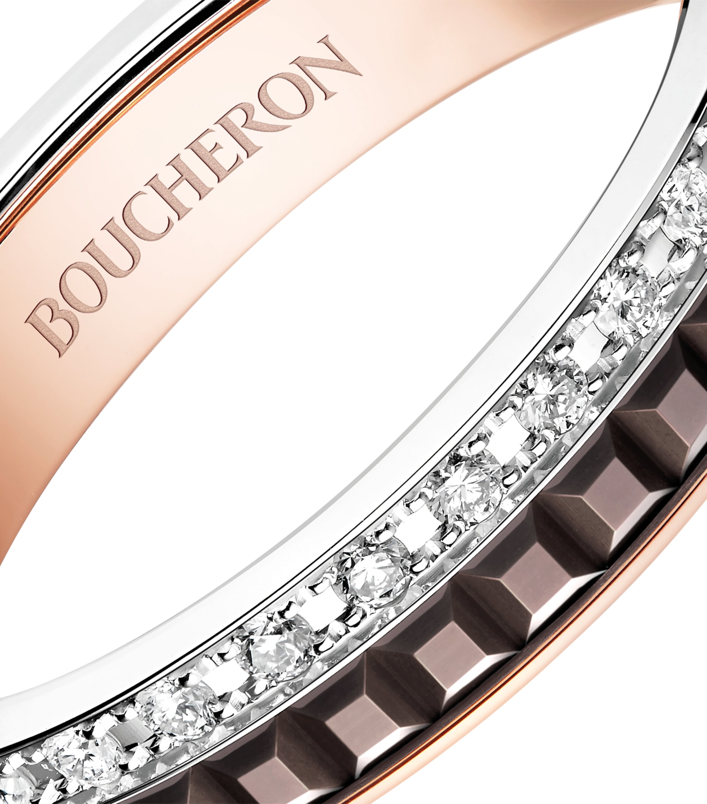 Mixed Gold and Diamond Quatre Classique Wedding Band NO COLOUR Image 3