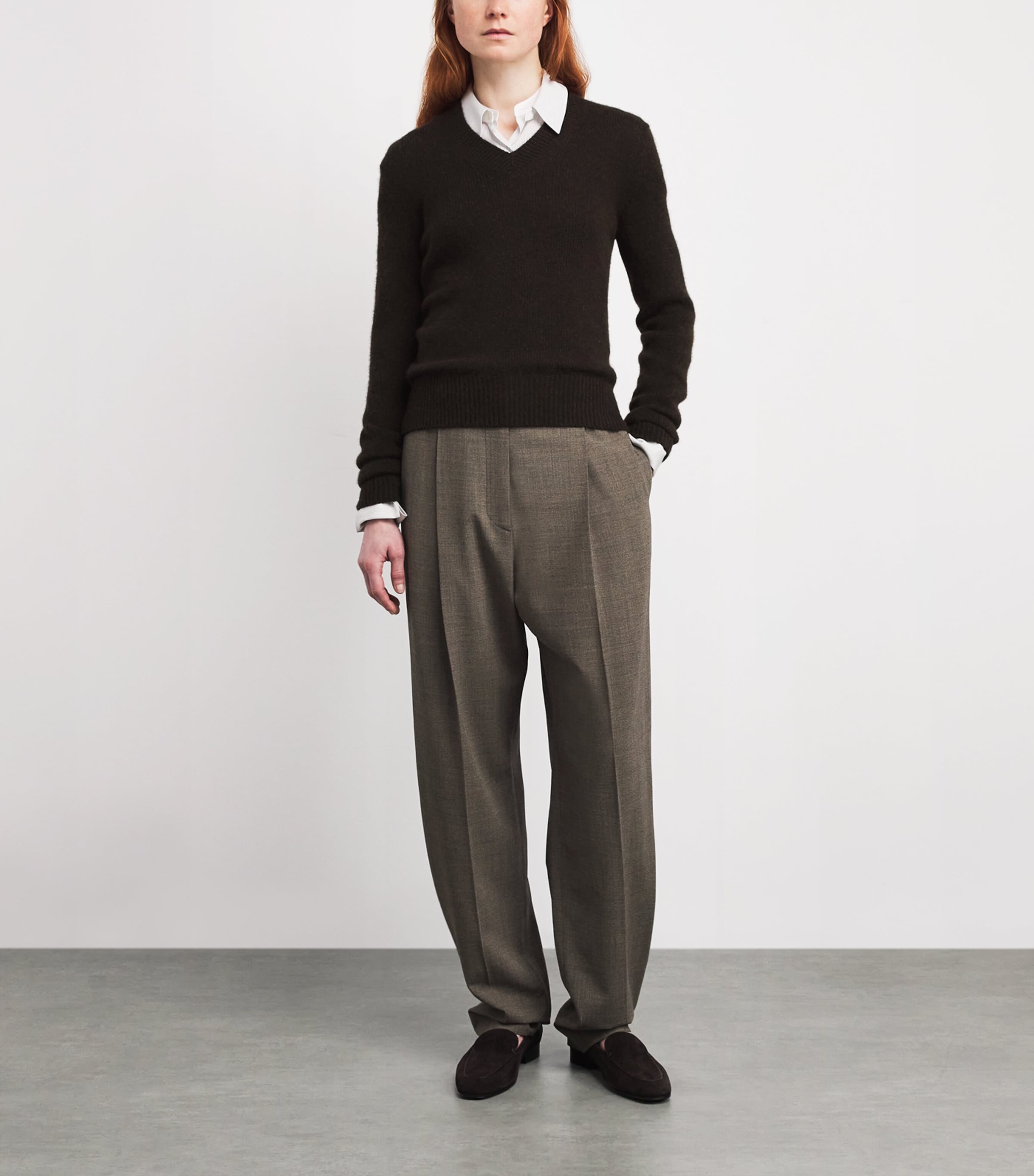 The Row Womens Nalini Goat Cashmere Sweater Chestnut Brown Image 2