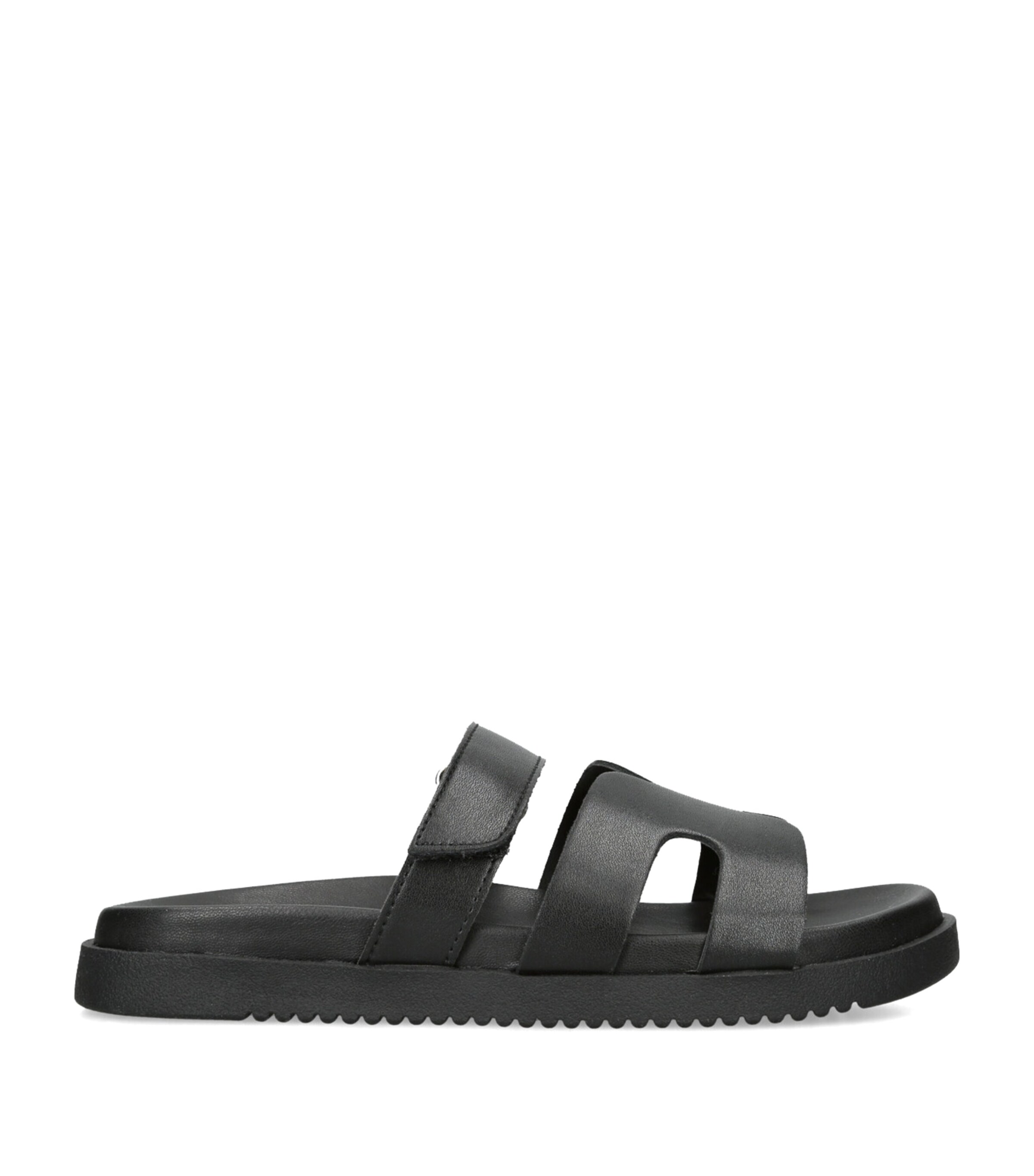 Steve Madden Womens Black Missile Multi-strap Flat Leather Sandals In Black