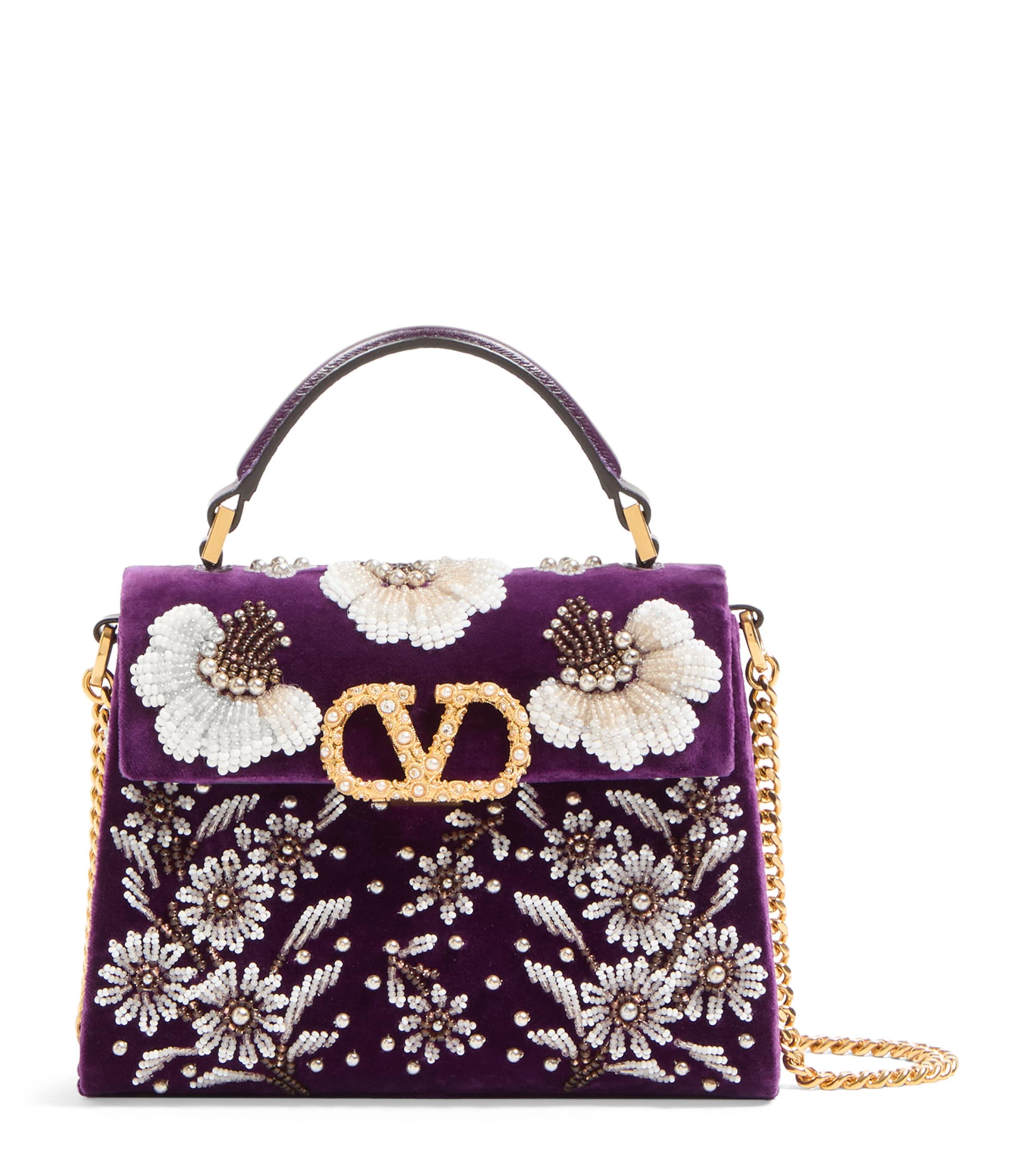 Valentino Mini Embellished Vsling Top-handle Bag