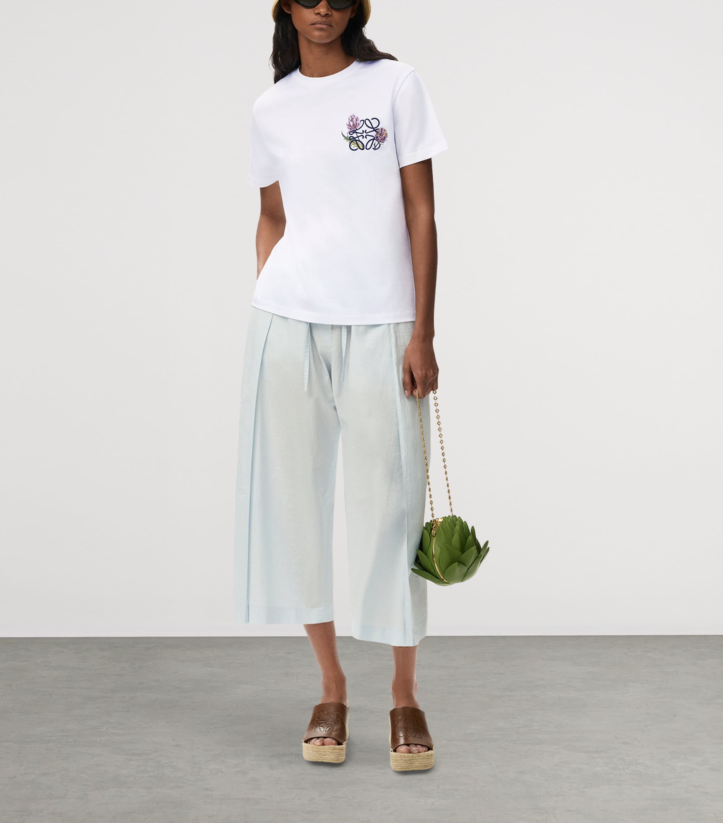 LOEWE Womens x Paula’s Ibiza Stretch-Cotton Anagram T-Shirt White Image 2