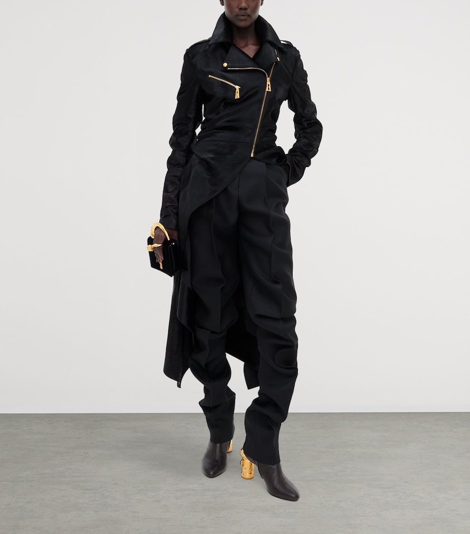 Schiaparelli Womens Calfhair Perfecto Coat Dark Brown Image 2