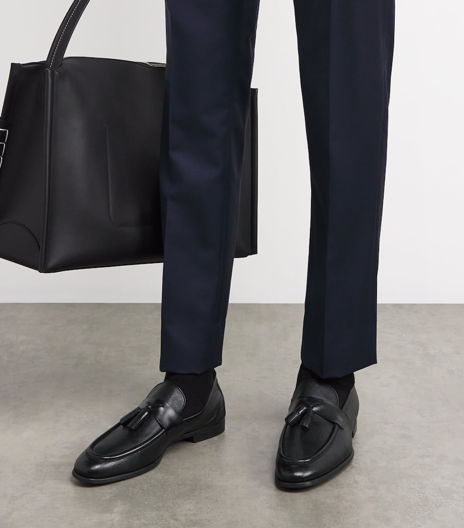 Leather Aston Tassel Loafers BLACK Image 2