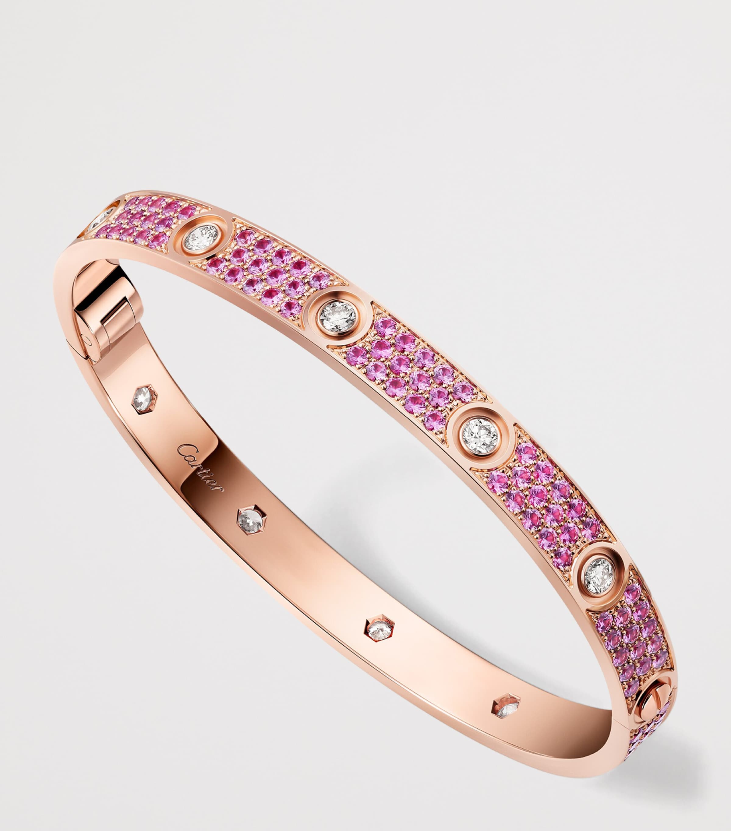 Cartier Rose Gold, Diamond and Sapphire Classic LOVE Bracelet Rose Gold Image 3
