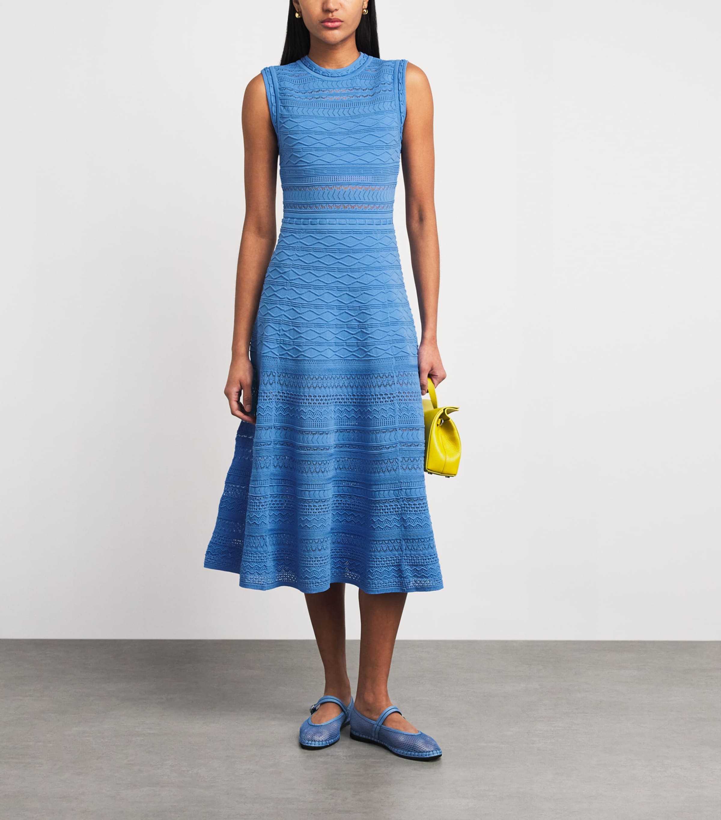 Maje Womens Pointelle-Knit Midi Dress Blue Image 2