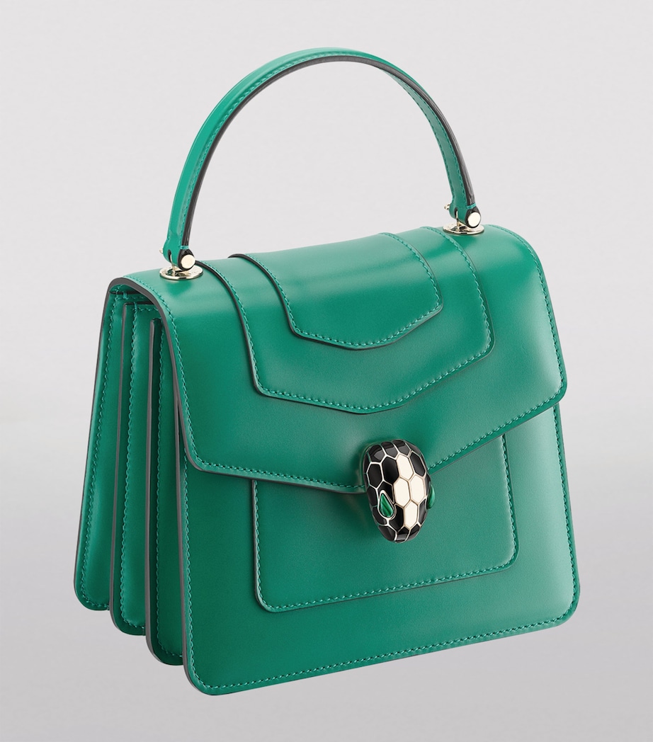 Leather Serpenti Forever Top-Handle Bag GREEN LIGHT Image 4