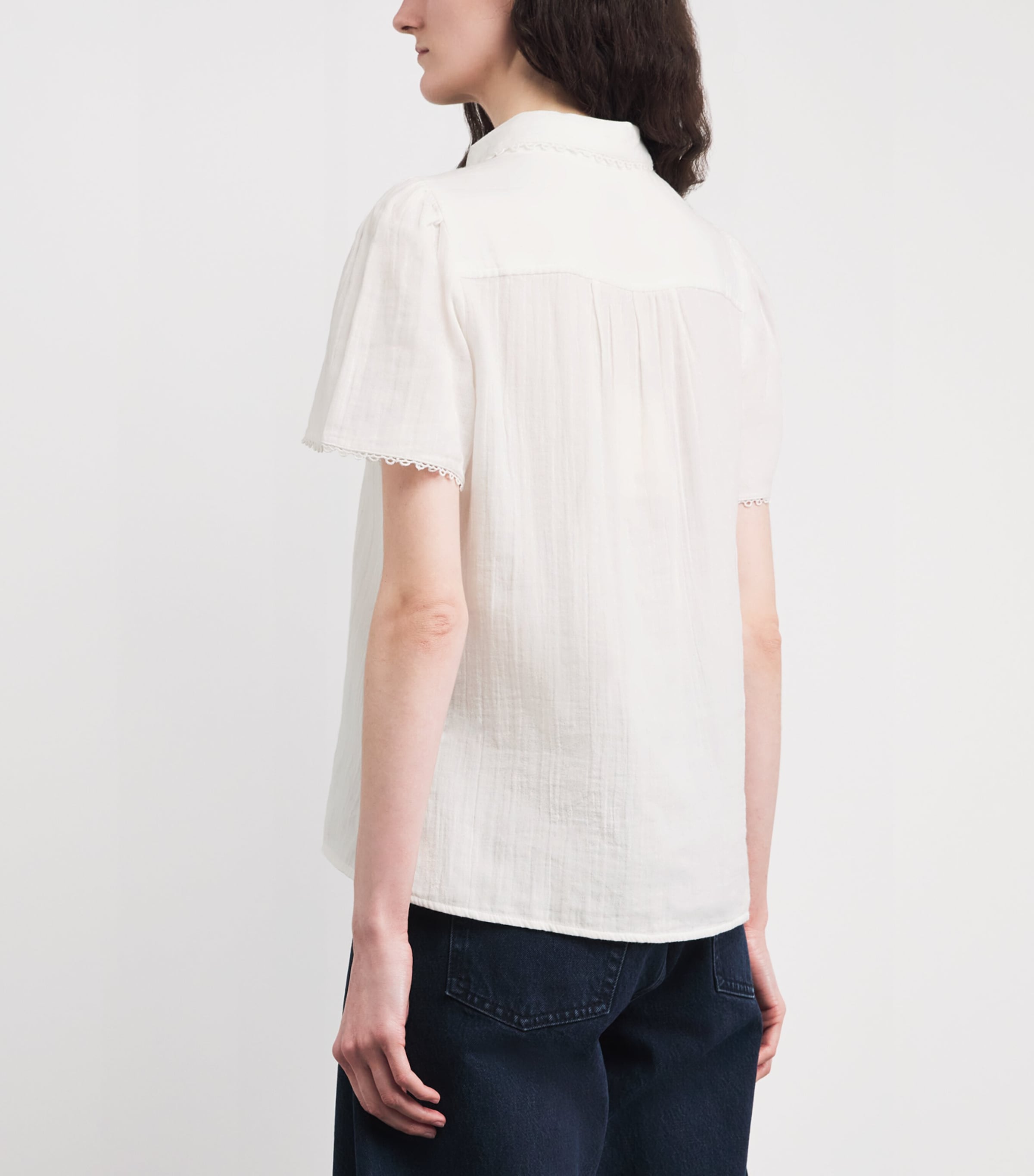 ME+EM Womens Cotton Cheesecloth Blouse White Image 5