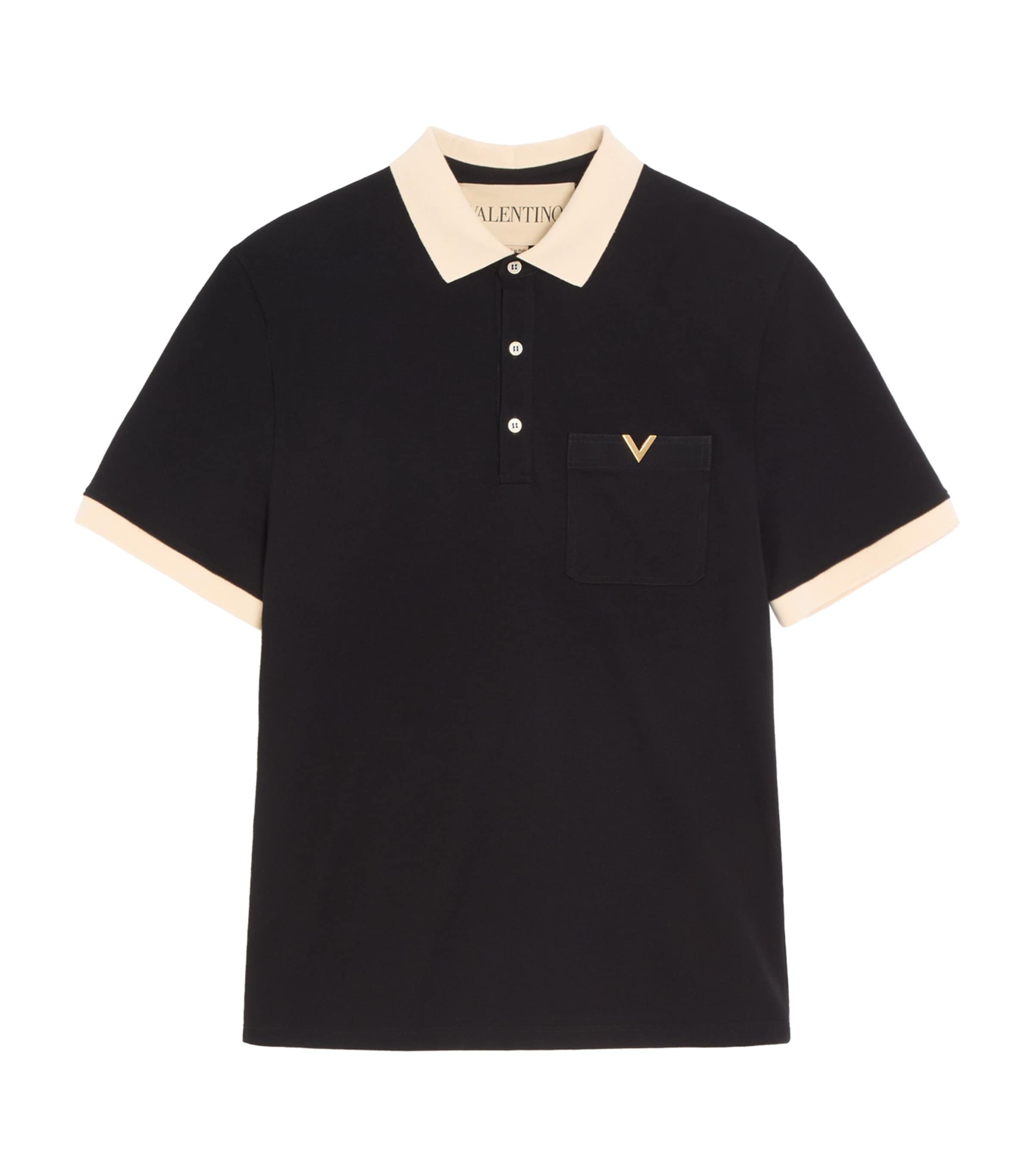 Valentino Garavani Mens Cotton Jersey VGold Polo Shirt Image 1