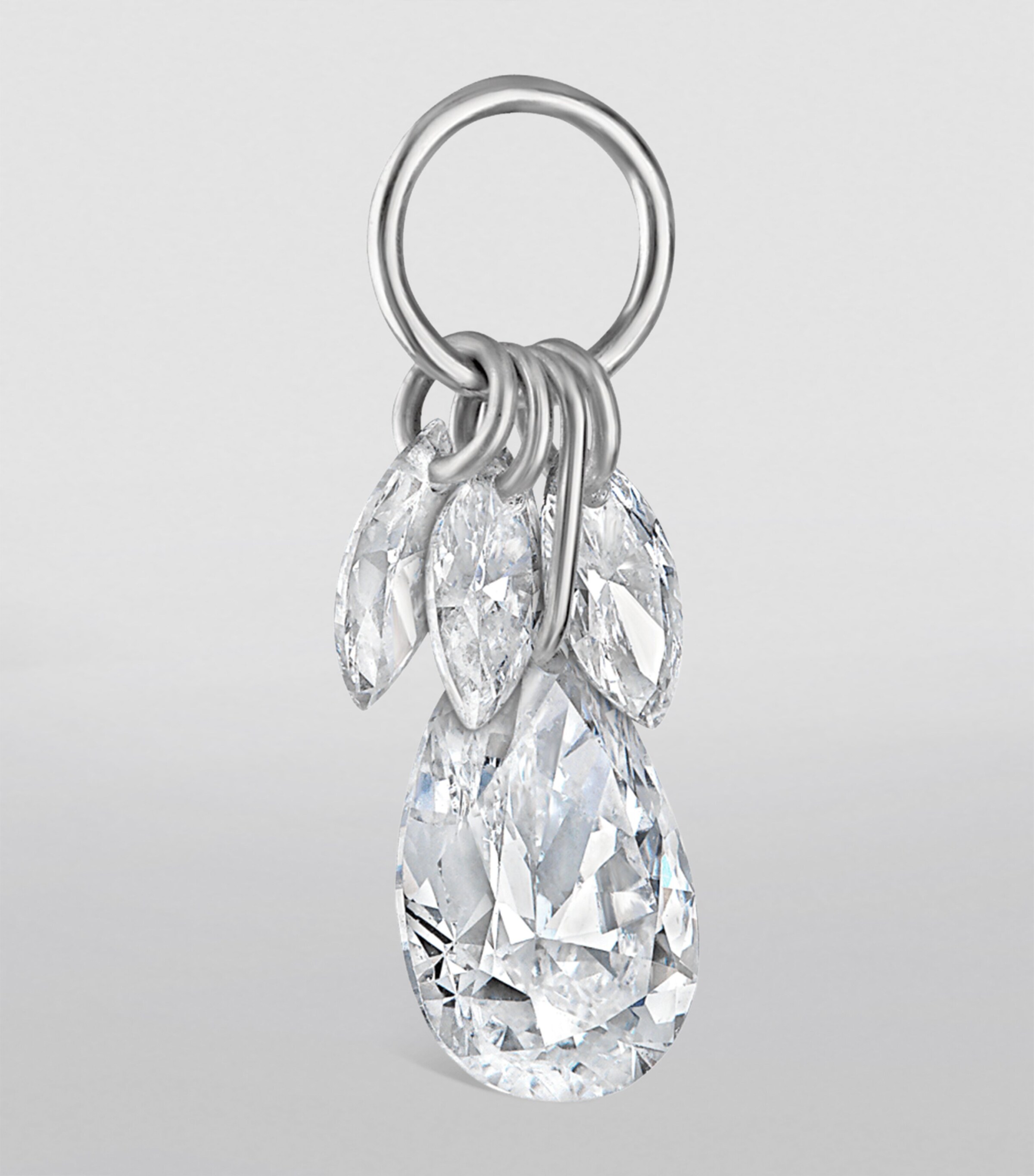 Floating Pear Diamond Plume Charm WHITE GOLD Image 3