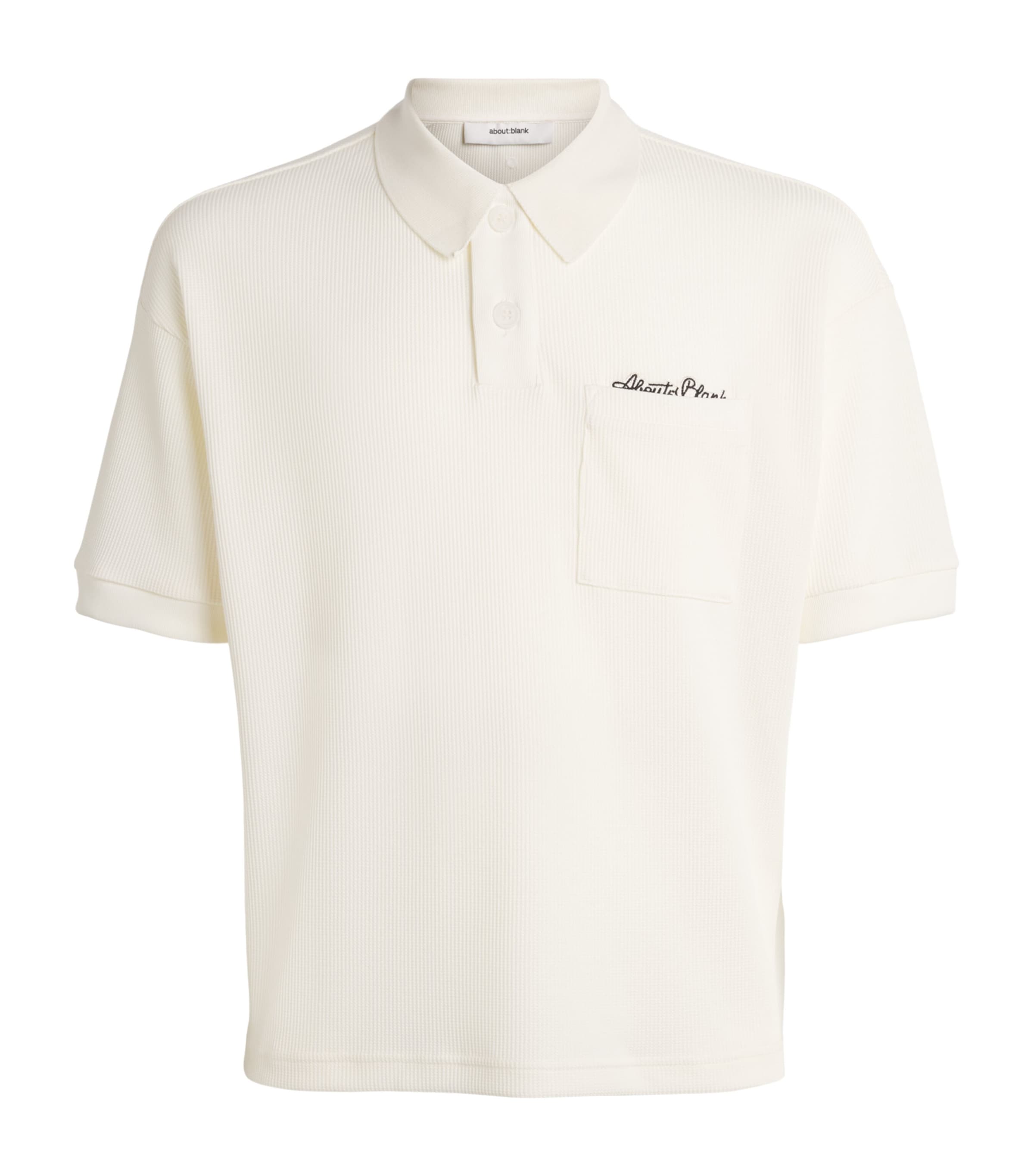 about:blank Mens Piqué Script Polo Shirt Oat Image 1