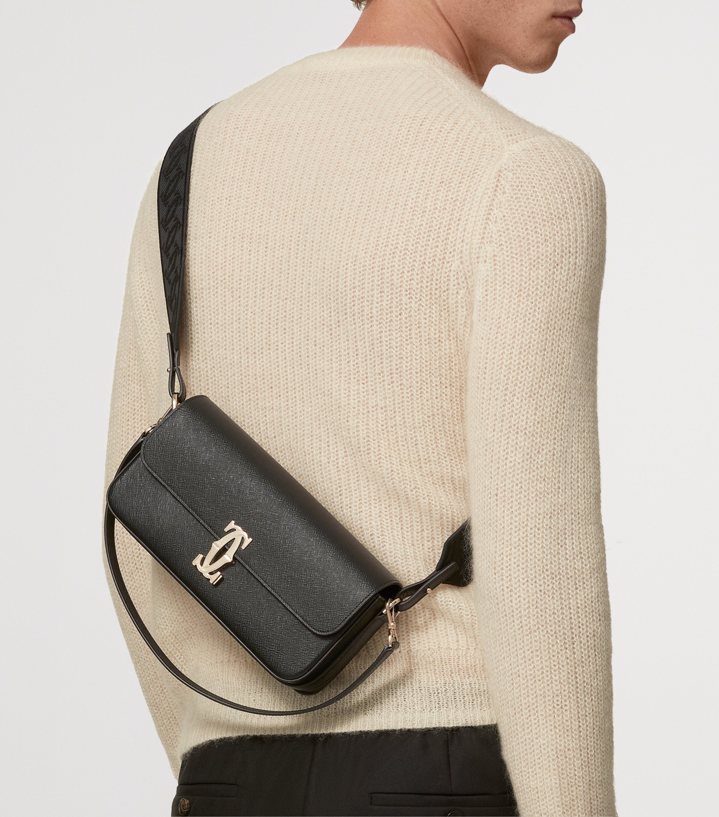 Leather C de Cartier East-West Shoulder Bag BLACK Image 8